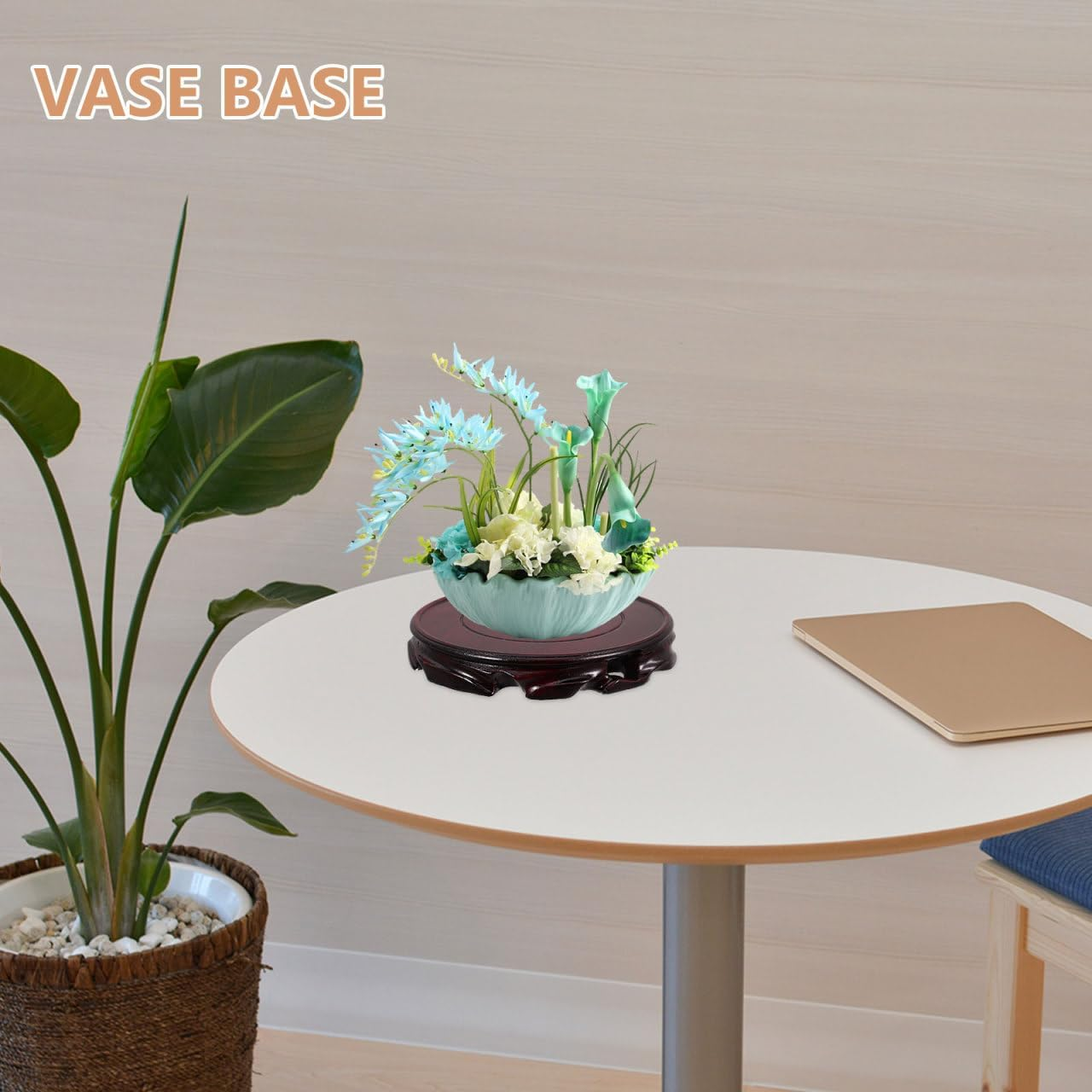 Luxshiny Traditional Chinese Black Vase Stand Wooden Display Stand Elegant Furniture Pedestal for Collectibles image number 4