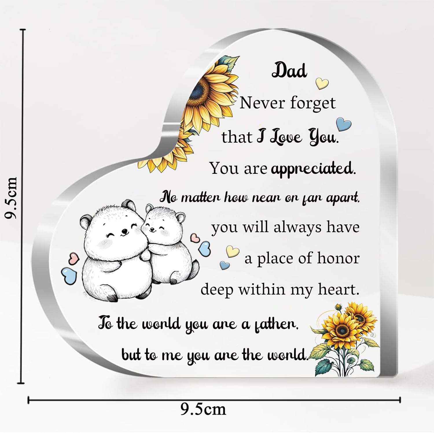 Dad Gifts Daddy Present Father'S Day Gift 2PC Set Acrylic Heart Plaques Bookmark Women Gift Papa Desk Signs Christmas Birthday for Him Thanksgiving New Year Page Markers Reading Accessory image number 4