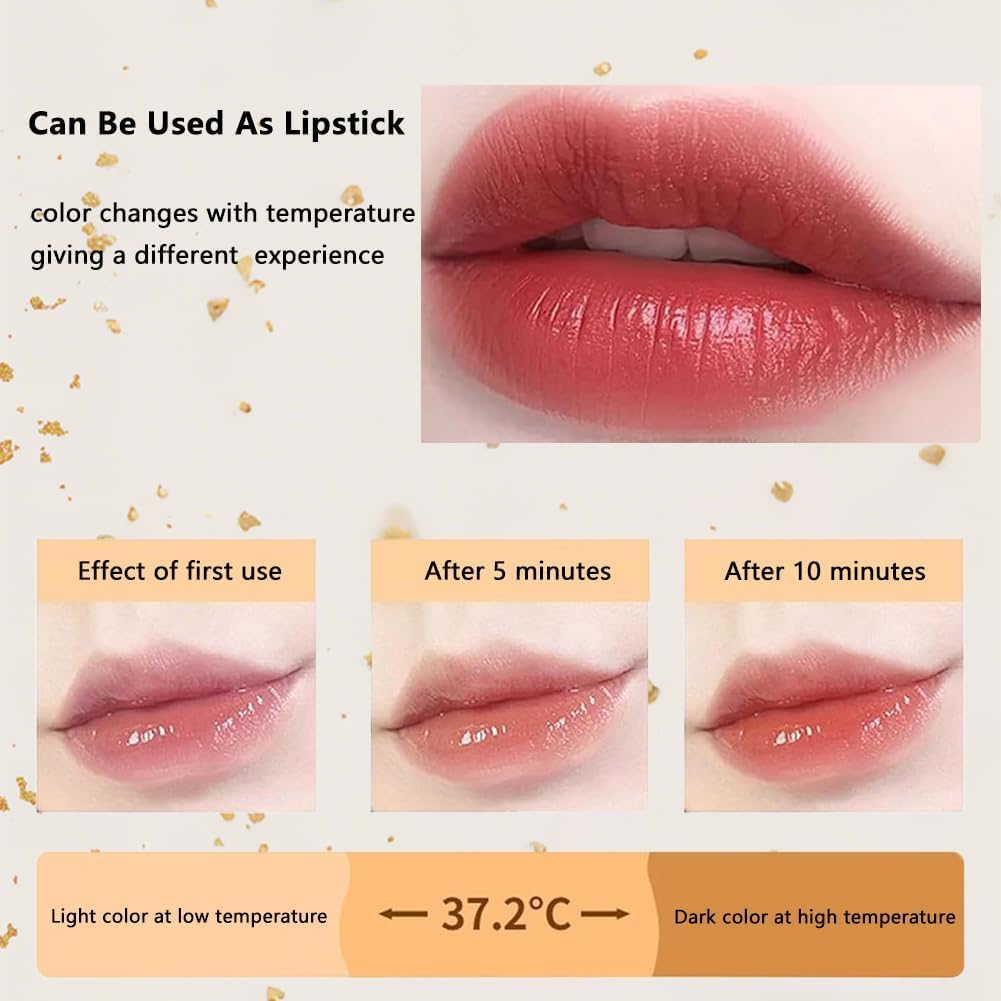 Transferproof Color Changing Lipstick, Color Changing Lipstick Gold Foil for Women, Bimolia Lipstick Transparente Long Lasting 24 Hours Tinted Moisturizing Glossy Shine Lip Gloss (1PCS) - 1Pcs image number 2