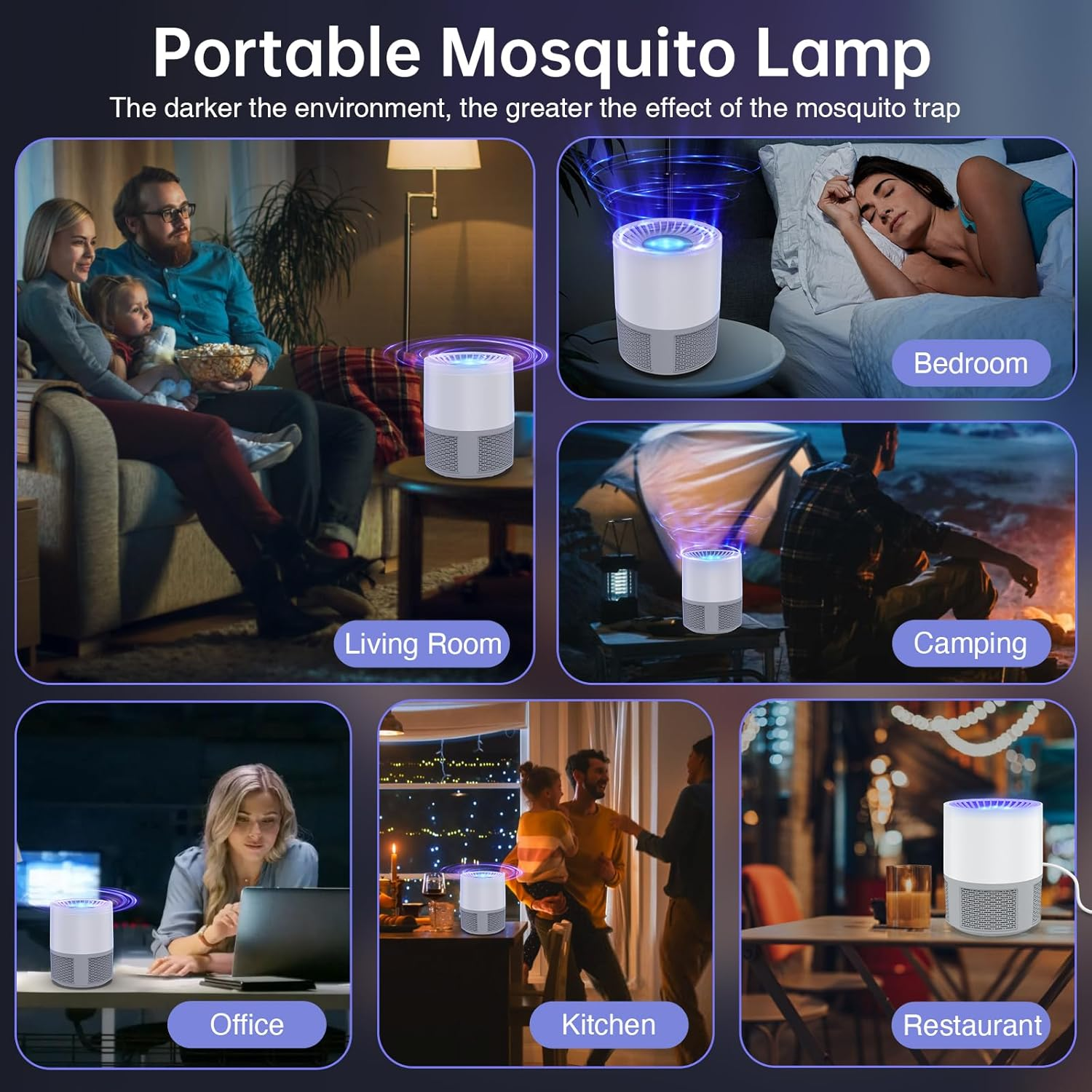 Mosquito Killer Lamp, Efficient Bug Zapper Electric Fly Zapper, Electric Fly Killer Fly Catcher Fly Traps for Home Use, Insect Killer Fruit Fly Trap Indoor Outdoor for Home image number 6