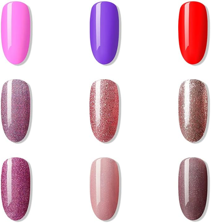 BLUESKY Gel Polish, Gel Nail Polish Set, 10 Year Anniversary - Full Collection. 9 X 5 Ml. Pink, Purple, Red, Nude, Pastel, Glitter
