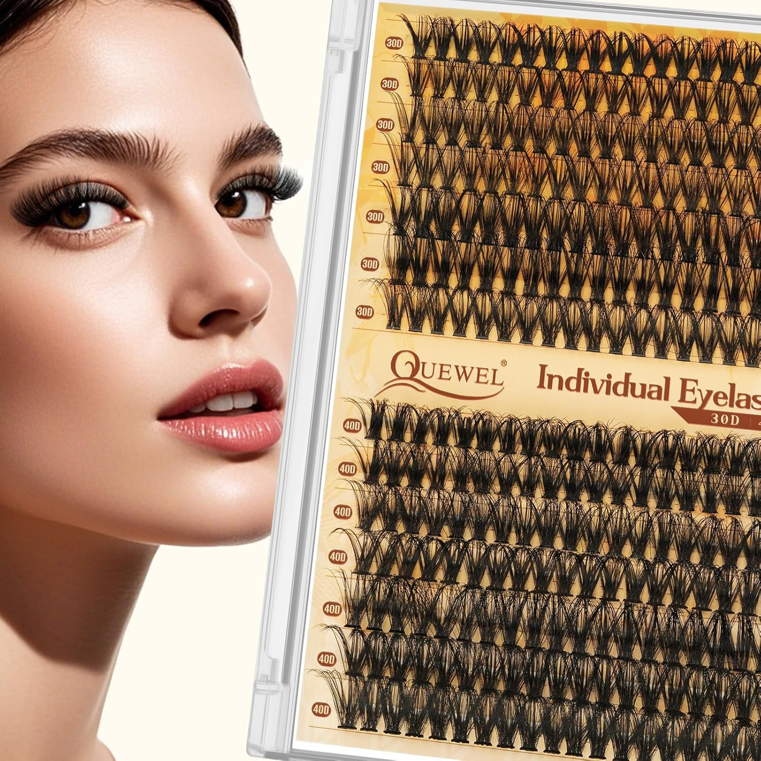 QUEWEL DIY Lash Extension Kit 280Pcs Lash Clusters Eyelash Extension Kit Mix 12-18Mm 30D 40D Individual Lashes Kit with Lash Bond and Seal and Tweezers for Easy DIY at Home(Dj-30+40D Kit) - Black-Rrjm-40D-Tz image number 5