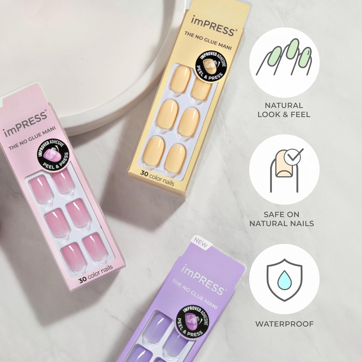 KISS Impress Color Press-On Nails Polish-Free Manicure Set, &lsquo;Orchid Festival&rsquo;, 30 Chip-Proof, Smudge-Proof Fake Nails image number 5