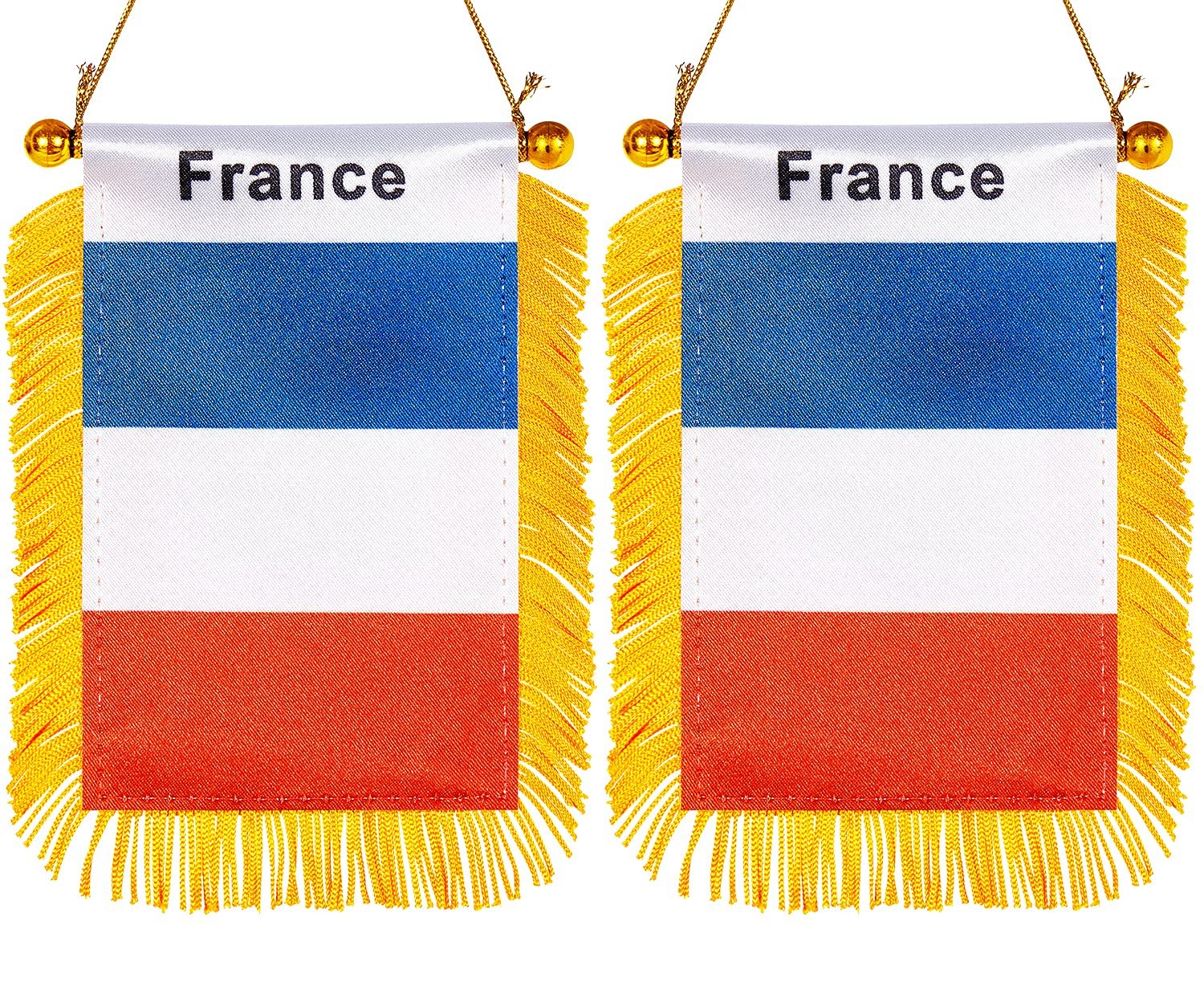 Zxvzyt 3 X 5 Inch Romania Window Hanging Flag Romanian Small Mini Car Flags Banners Rearview Mirror Decoration - with Suction Cup & Golden Fringy Banner(2 Pack)