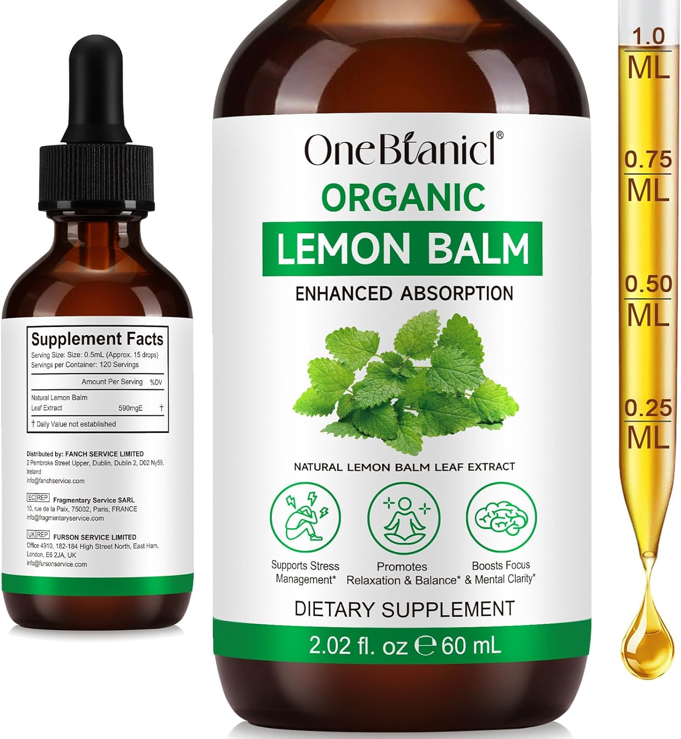 Organic Lemon Balm Liquid Extract 60Ml | Natural Lemon Balm Leaf Extract | Alcohol-Free Tincture | Vegan & Non-Gmo | Liquid Herbal Supplement for Daily Balance image number 4