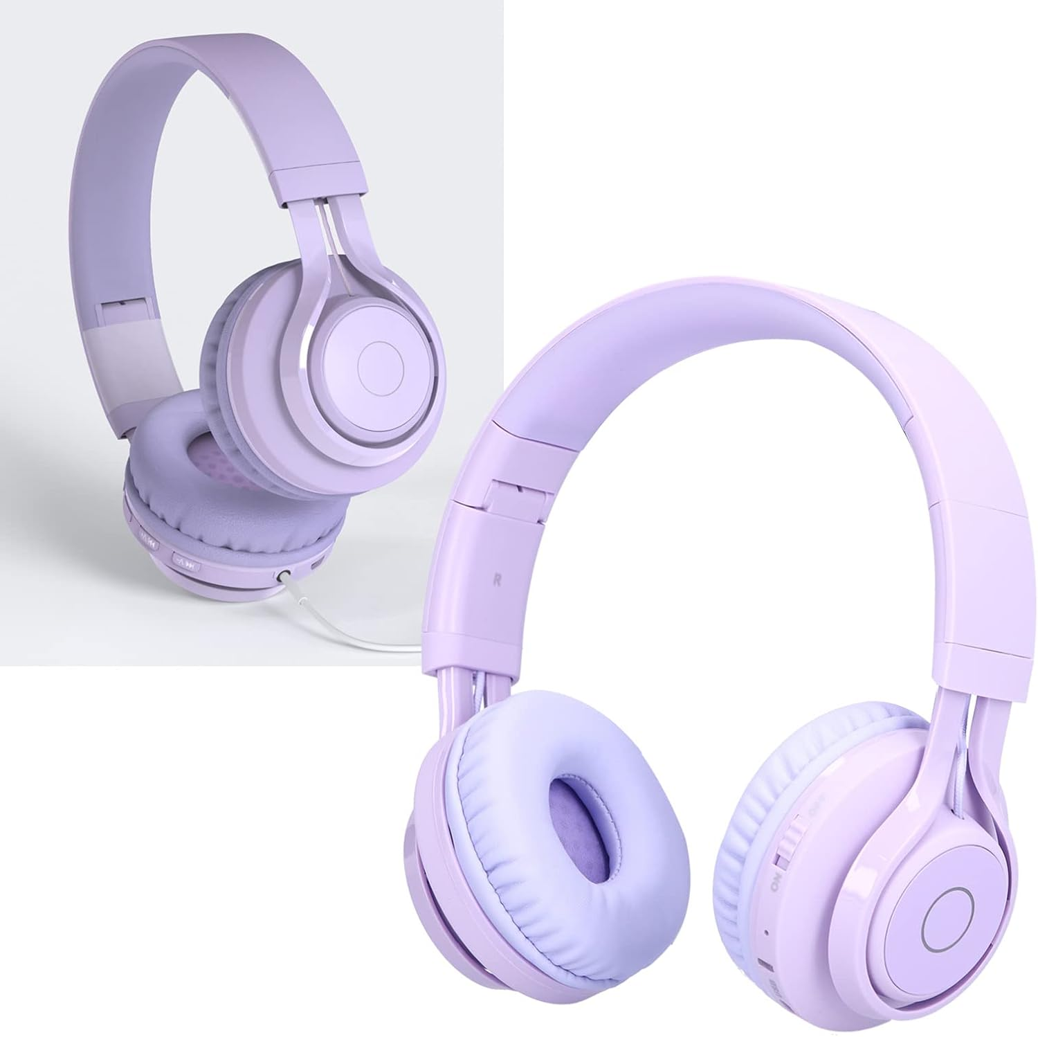 Ciciglow Wireless Children'S Headphones with Built-In Microphone, LED Lighting, Wireless, Foldable over Ear Headphones with Volume Control for Pad/Smartphones/Laptop/Pc/Tv, Soft (Purple) image number 3