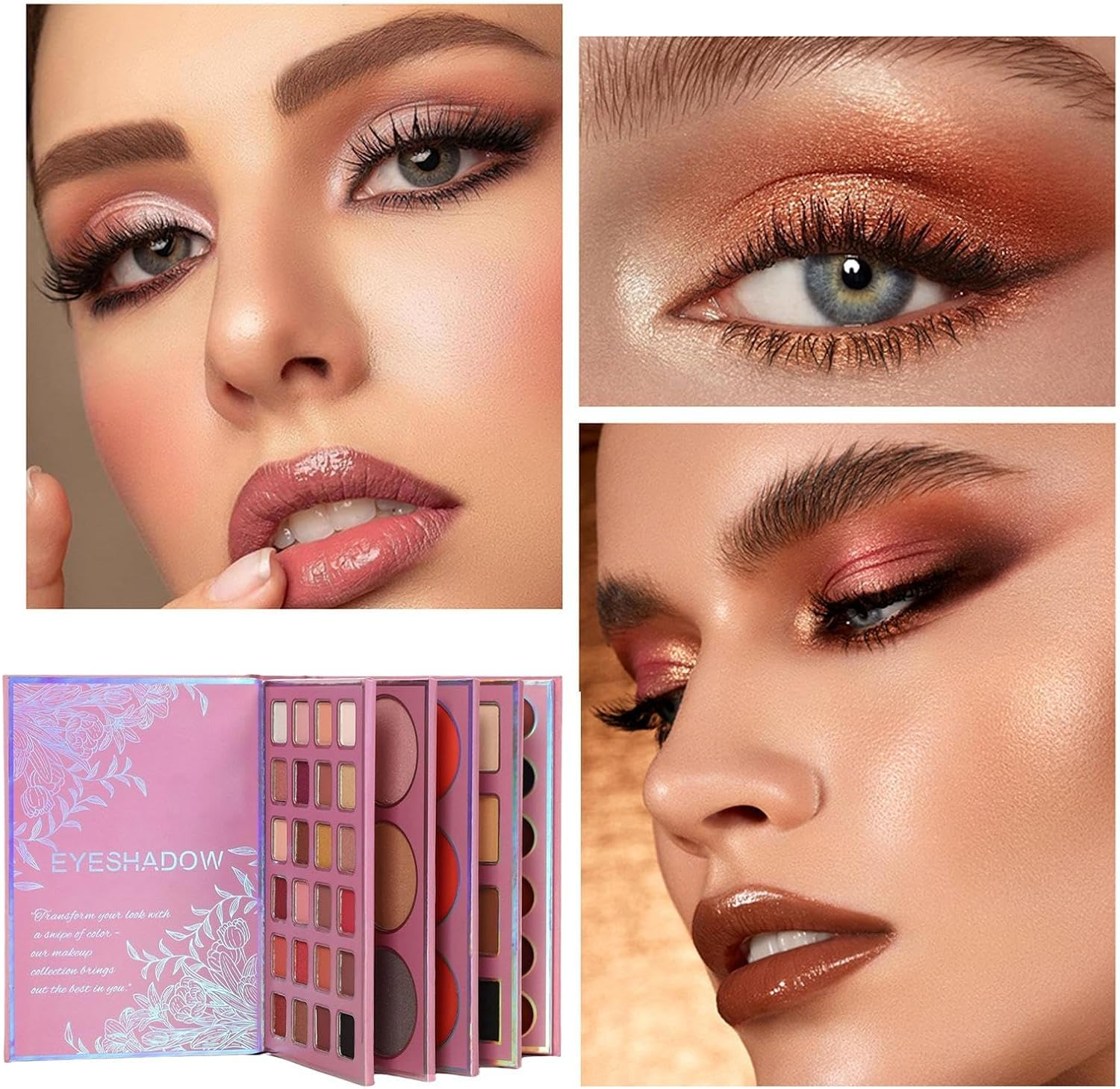 Makeup Book Palette, Waterproof Blendable Powder Lipstick, Make up Palette Eyeshadow Set, for Women Girls Travel Office Party Dating Wedding Shopping Holiday Outdoor image number 5