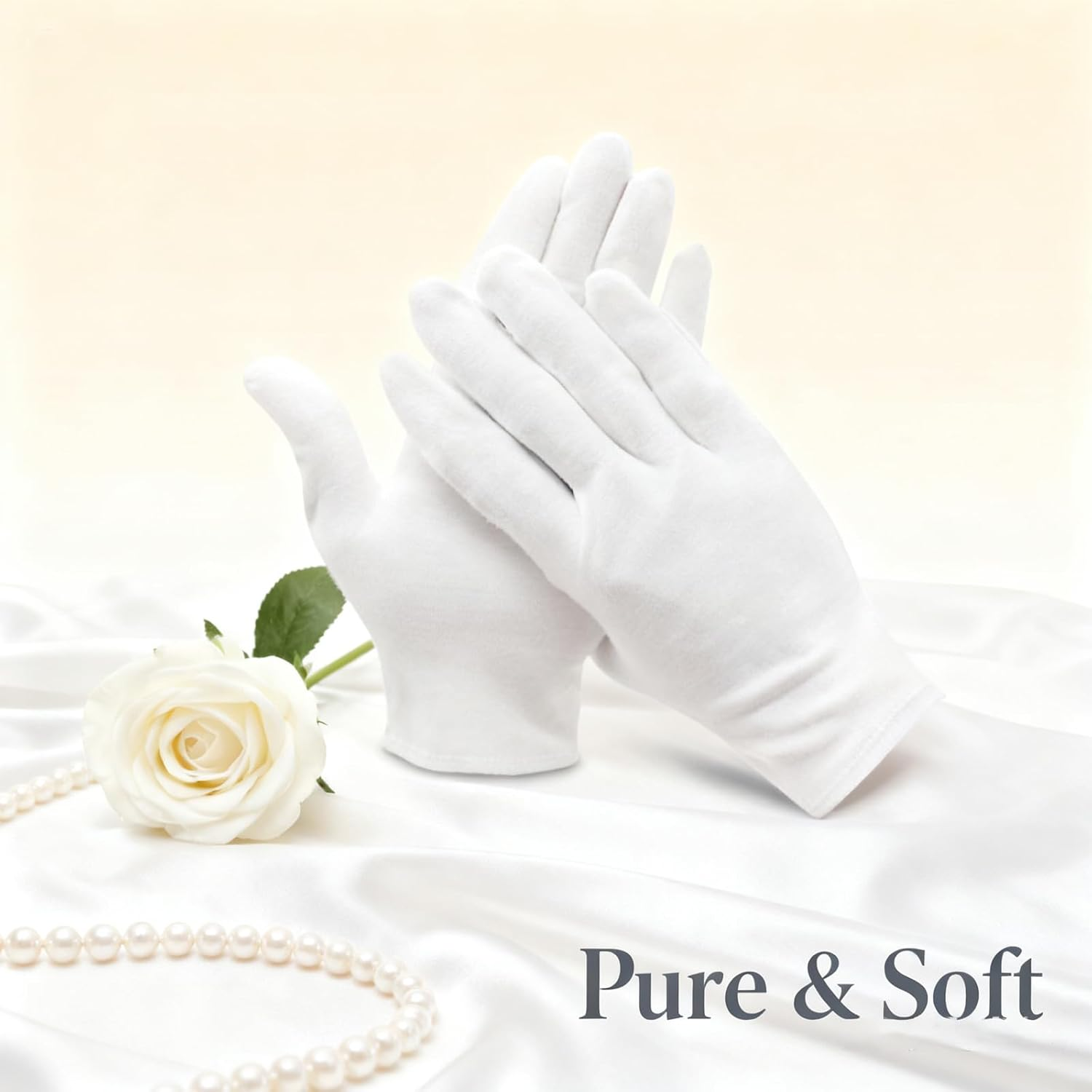 24Pcs 12 Pairs of Children'S Cotton Gloves Eczema Moisturizing Gloves, Reusable White Cotton Gloves, for Children with Eczema Overnight Dry Hands (4-12 Years Old) image number 4