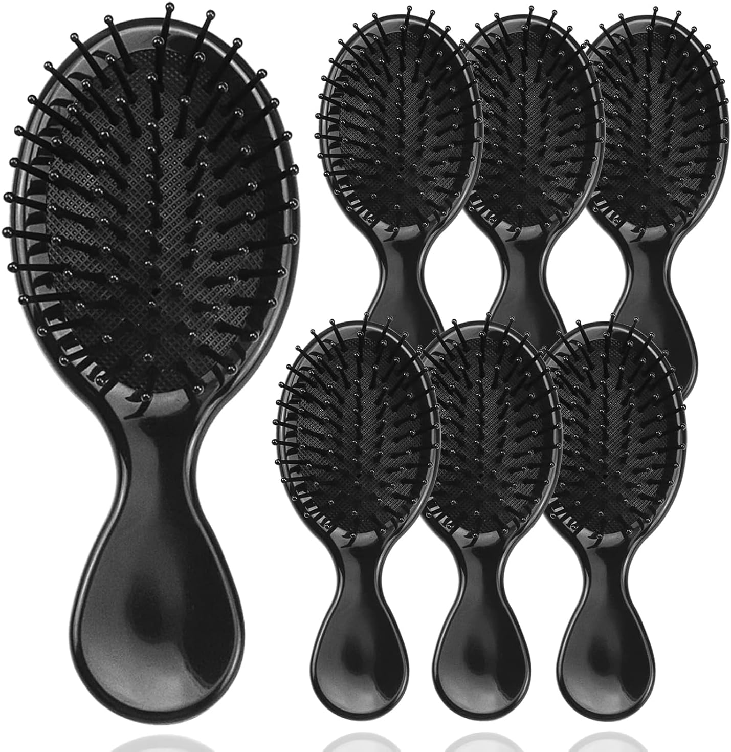 100 Pack Mini Hair Brushes Bulk, Travel Hair Brush Individually Wrapped, Soft Bristles Adds Shine, Scalp Massage and Detangling, Safe for All Hair Types Extensions, Wigs(Bright Black)