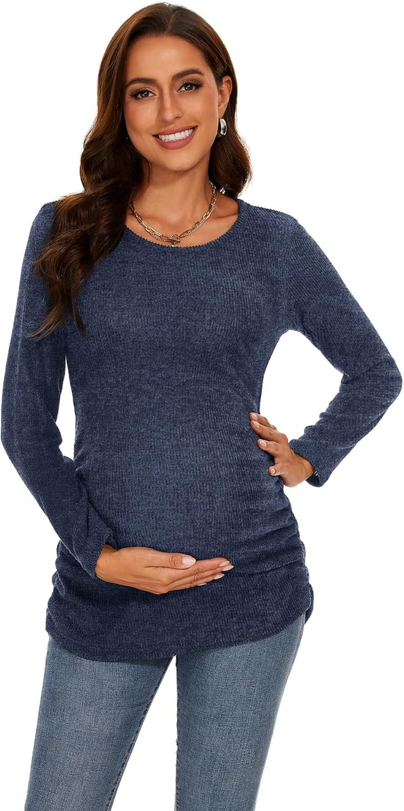 Smallshow Women'S Maternity Sweater Shirt Long Sleeve Pregnancy Top Clothes image number 6