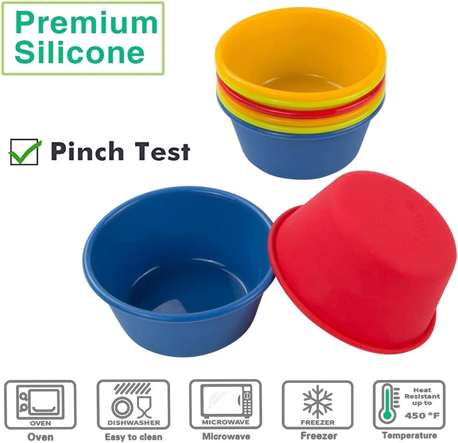 Webake Silicone Cupcake Baking Cups Set of 8, Air Fryer Muffin Pan Jumbo Muffin Liners Reusable Large Individual Muffin Tin, 3.5 Inch Mini Cake Pan Salad Dressing Container, BPA Free image number 6