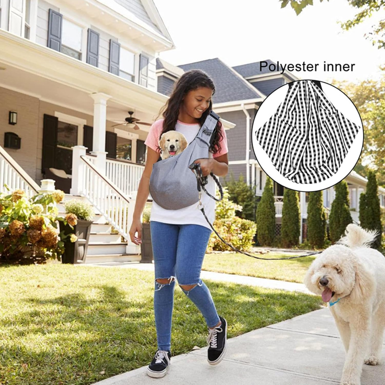 Dog Carrier Bag, Dog Sling up to 10 Kg, Portable Carry Bag, Dog Bag for Walking Outdoor Activities and Excursions (Grey) image number 5