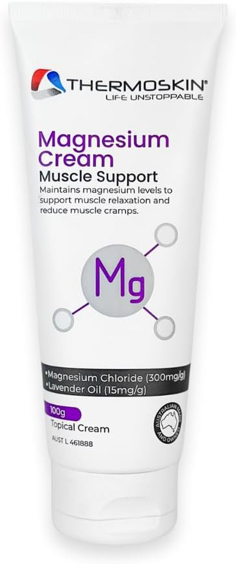 Thermoskin Magnesium Cream 100 G &ndash; Topical Magnesium Cream for Muscle Relaxation, Cramps & Restless Legs &ndash; Helps Soothe Sore Muscles, Ease Tension & Night Cramps, Supports Recovery, Relaxation & Sleep, Non-Greasy, Fast-Absorbing image number 5