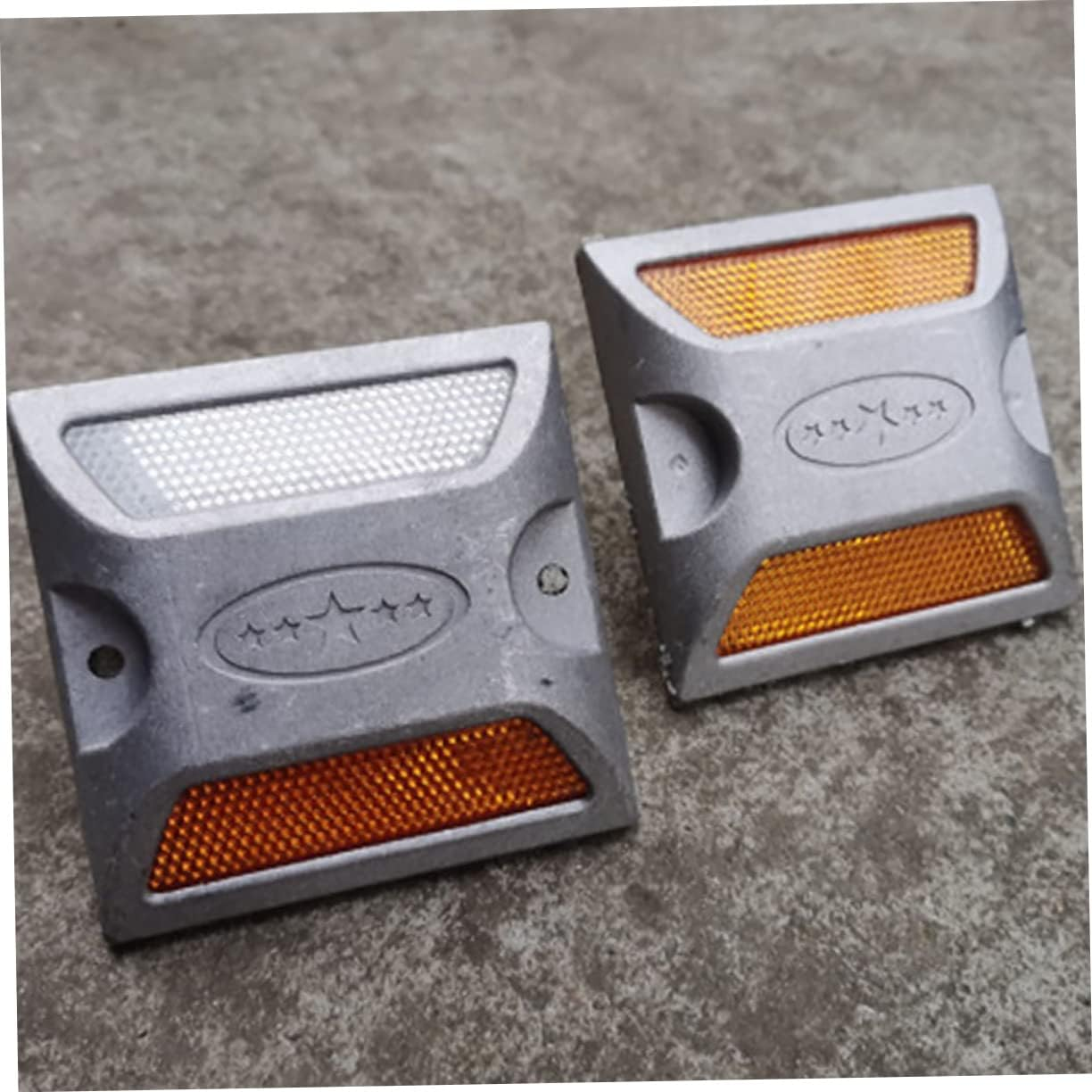 Yardwe Roadside Markers Reflective Aluminum 2Pcs Pavement Reflectors Cat Eyes Road Reflectors for Night Driving image number 5