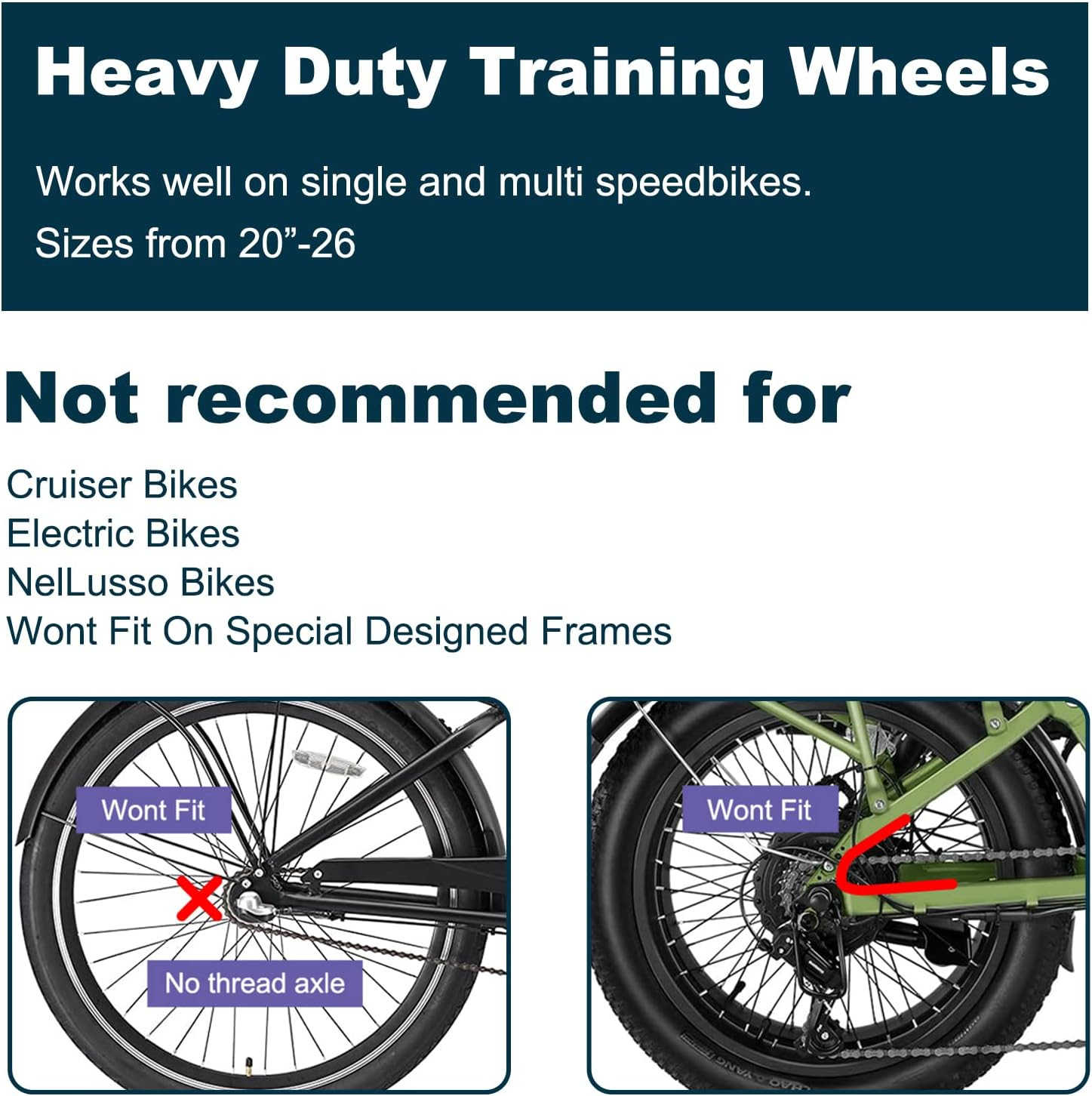 MOSHAY Roll over Image to Zoom in Bicycle Training Wheels Fits 16 18 20 22 24 Inch Kids Variable Bike(Black) image number 3