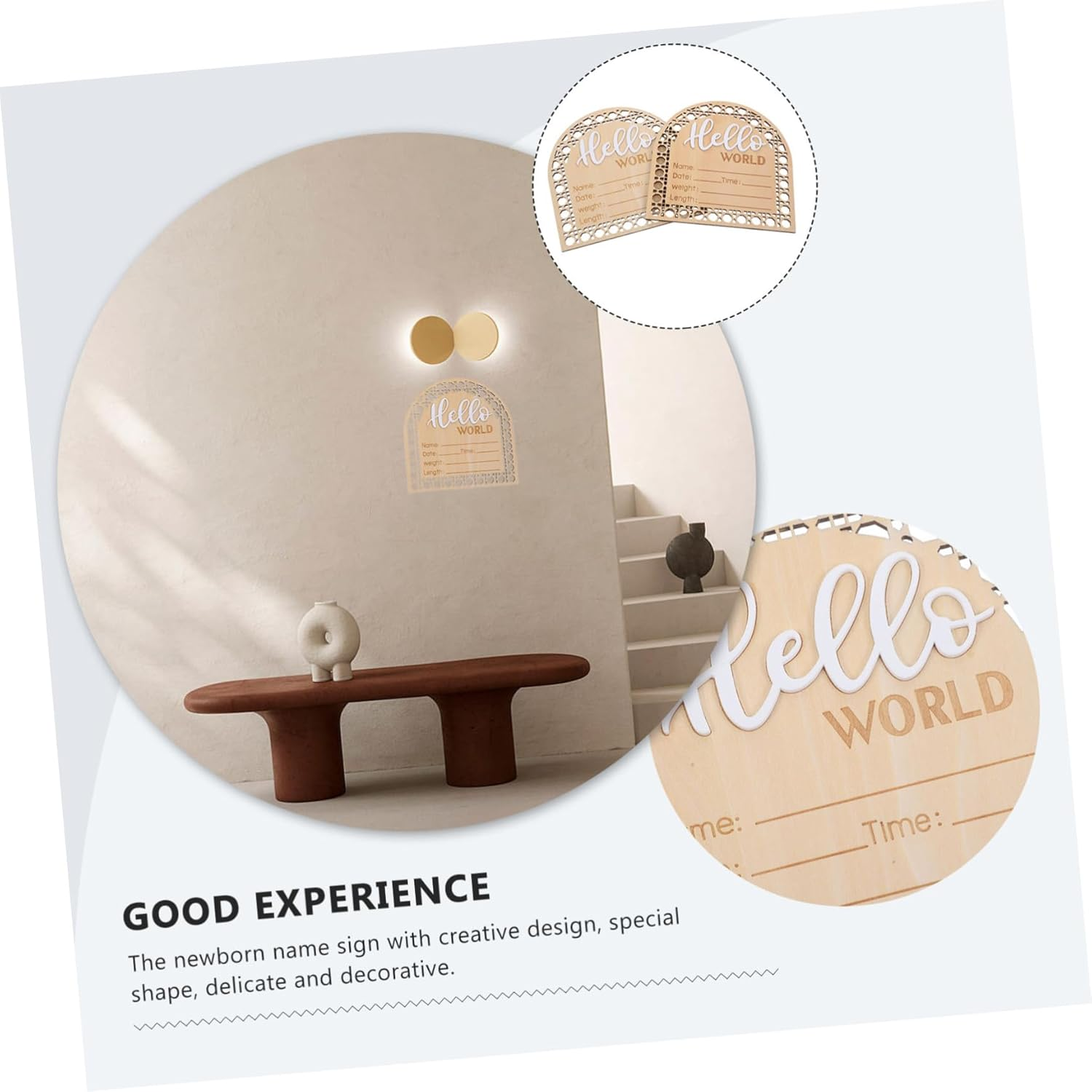 2Pcs Unique Nursery Decor Newborn Birth Announcement Sign Wooden Name Sign for Newborn Photography image number 4