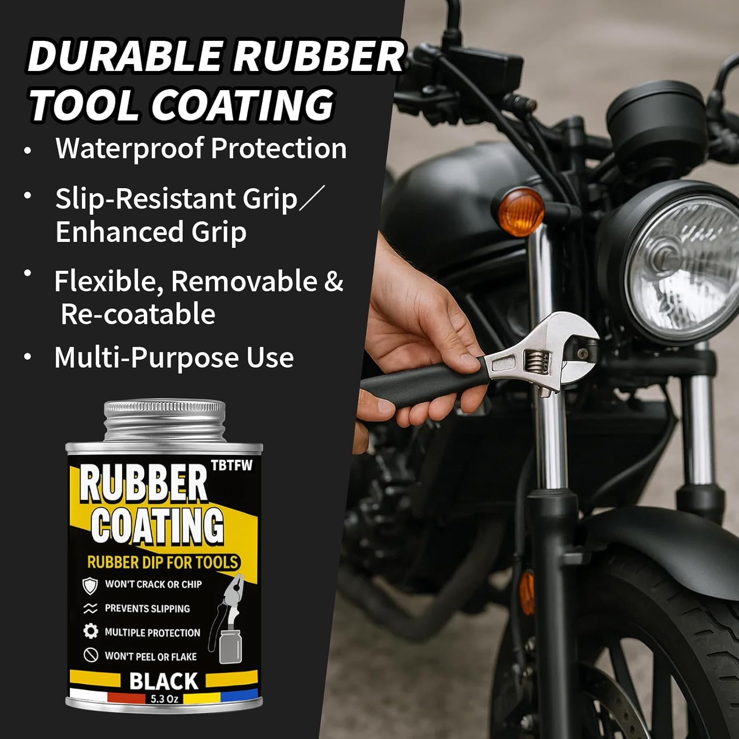 Liquid Rubber, Black Peelable Liquid Rubber Coating, Waterproof, Flexible, Breathable, Suitable for DIY Tool Repair(5.3 Oz) image number 1