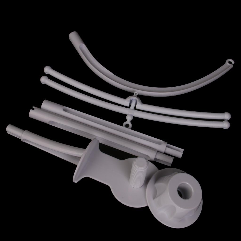 34 Inch Baby Crib Mobile Music Case Holder Arm Bracket Nursery Set, White, Plastic image number 3