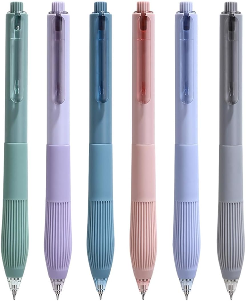 Craftsboys Gel Pens 0.5Mm, Black Ink, Quick Drying, 6 Count, Retractable Rollerball Pens (Blue)