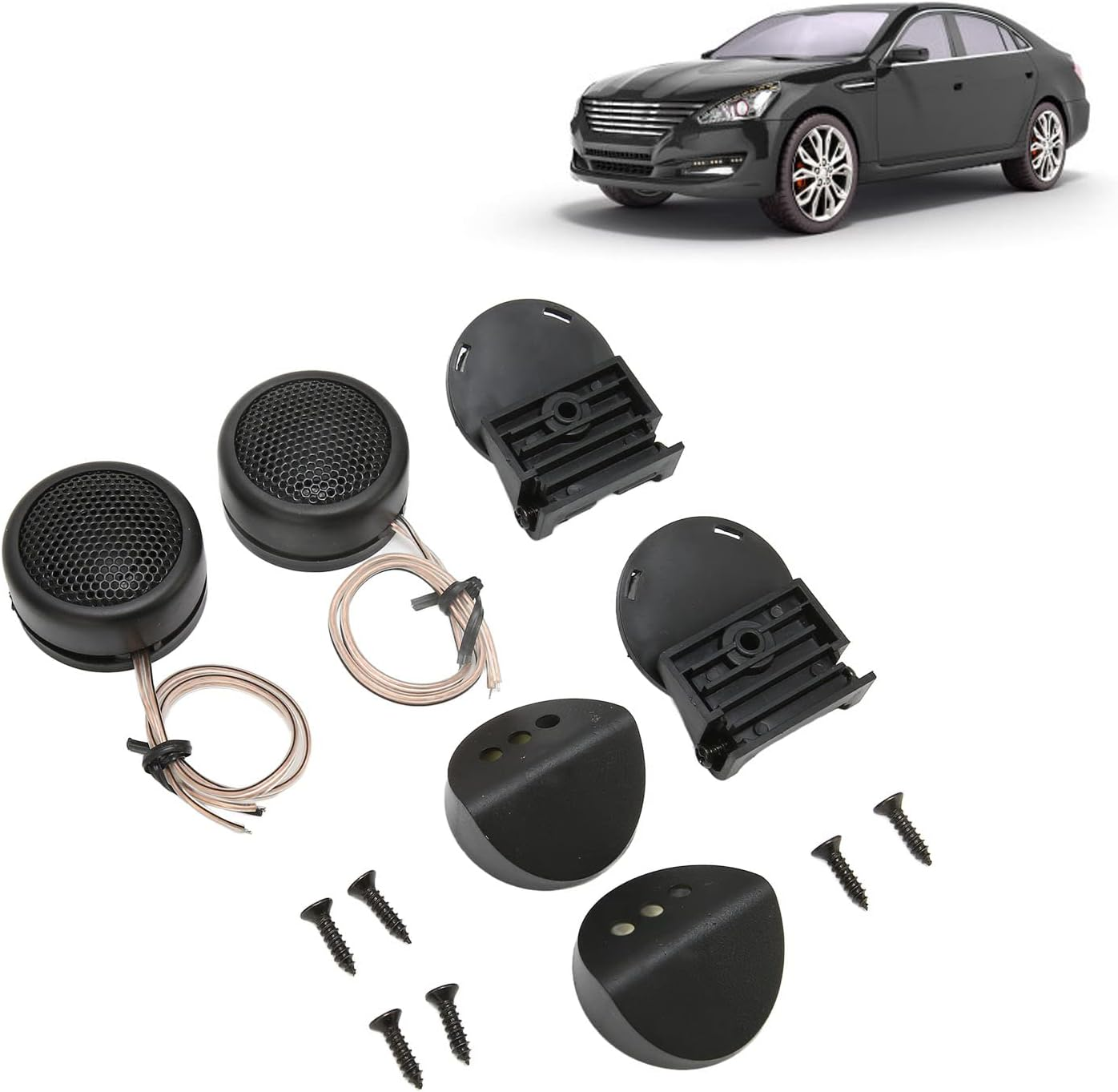 TP-366 Mini Dome Tweeter Car Speaker Kit, 12V 380W Super Power Tweeter Speakers, Stick On/Flush Mount, 4 Ohm, 8.27 * 5.51 * 1.89 Inches