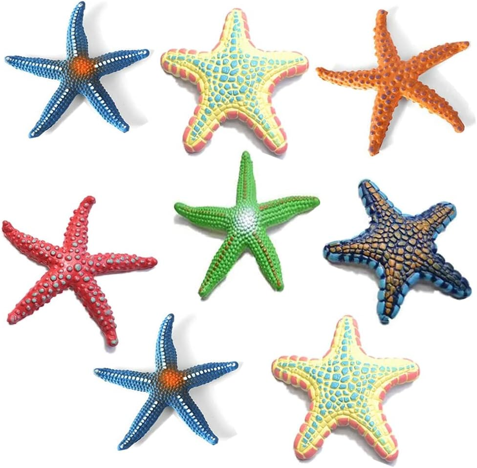 Phedrew 8Pcs Big Diving Toys Colorful Starfish Toys Summer Swimming Pool Toys Set Soft Rubber Dive Throw Toy for Kids Underwater Swimming Toy for Pool image number 2