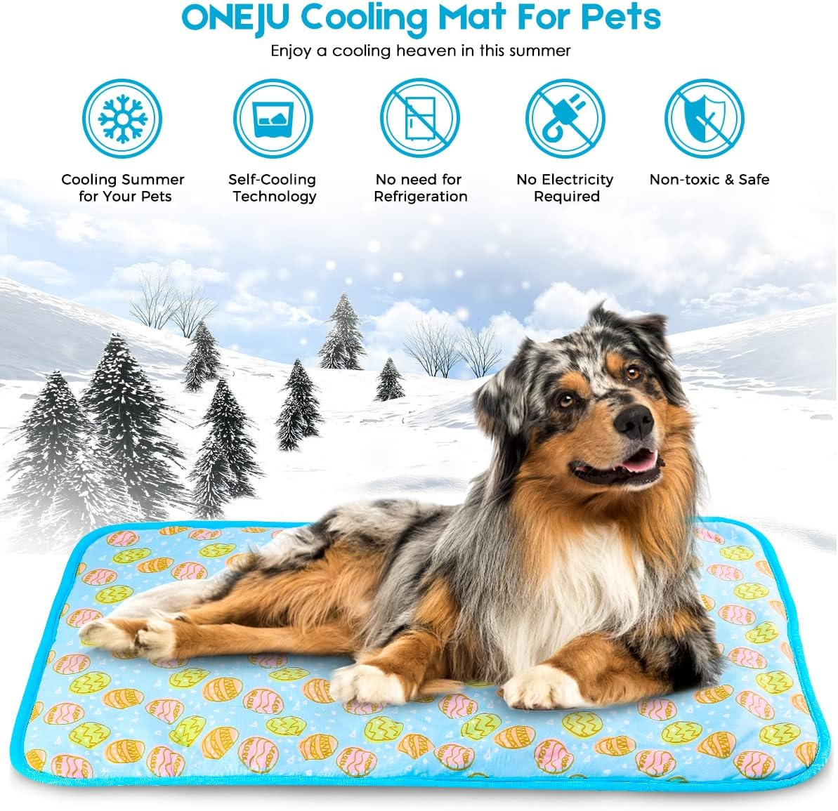 Cooling Mat, ONEJU Cooling Mat for Dogs and Cats, Medium Pet Cooling Mat 70X50 Cm 27.5X19.6 Inch, Cooling Pad for Dog, Blue image number 4