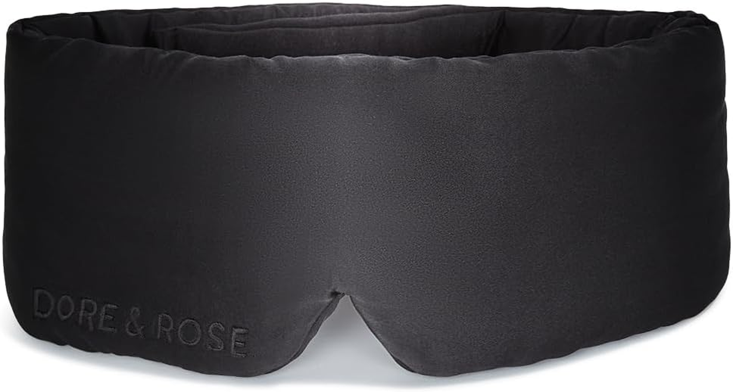 Dore & Rose Deep Sleep Mask Light Blocking, 23 Momme Mulberry Silk Eye Mask, Ultra Soft, Adjustable - Travel Sleeping Mask for Men & Women (Black) image number 2