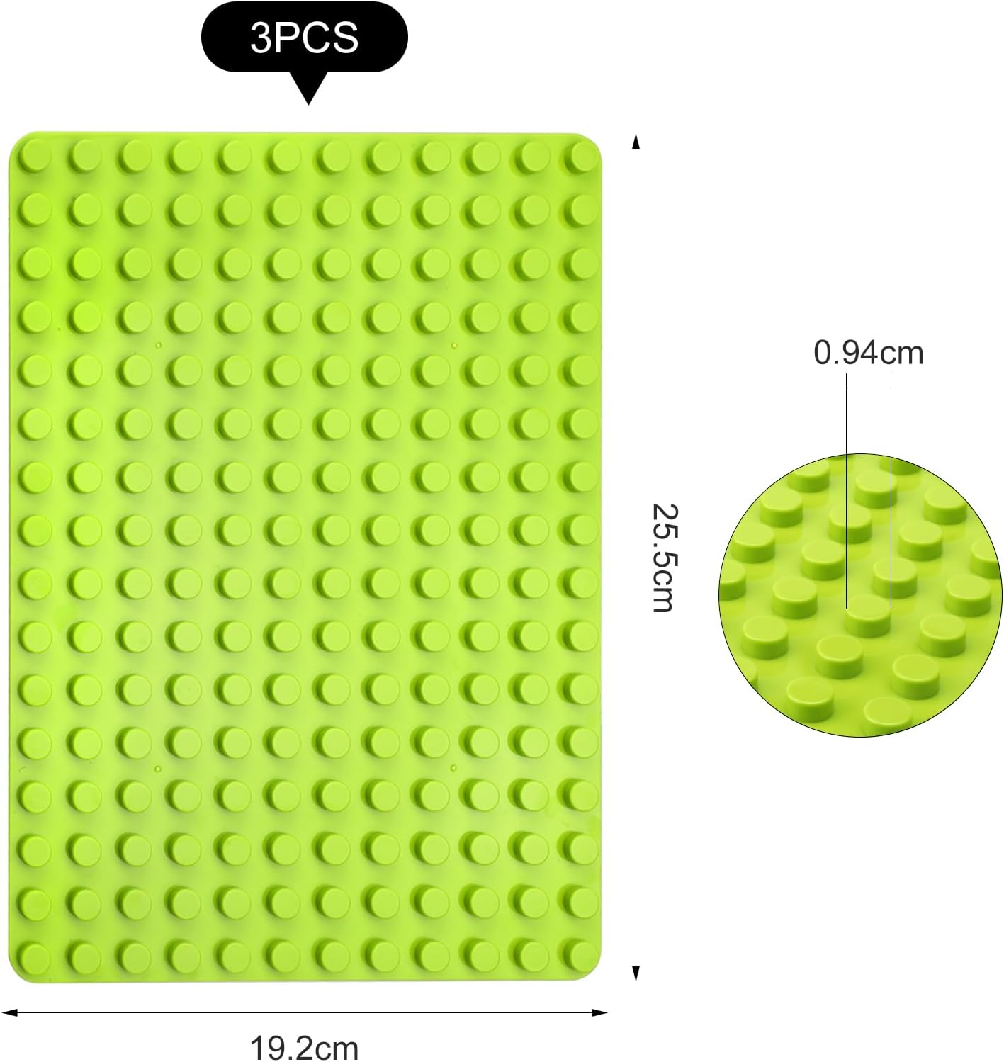 UOCAI 4 Pieces Building Plate, Large Compatible with Duplo Plate, 25.5 X 19 Cm,  Plates,  Plate Set, Base Plate, Base Plate, Clamping Blocks, Matte Plate, Green Building Plates for Girls And