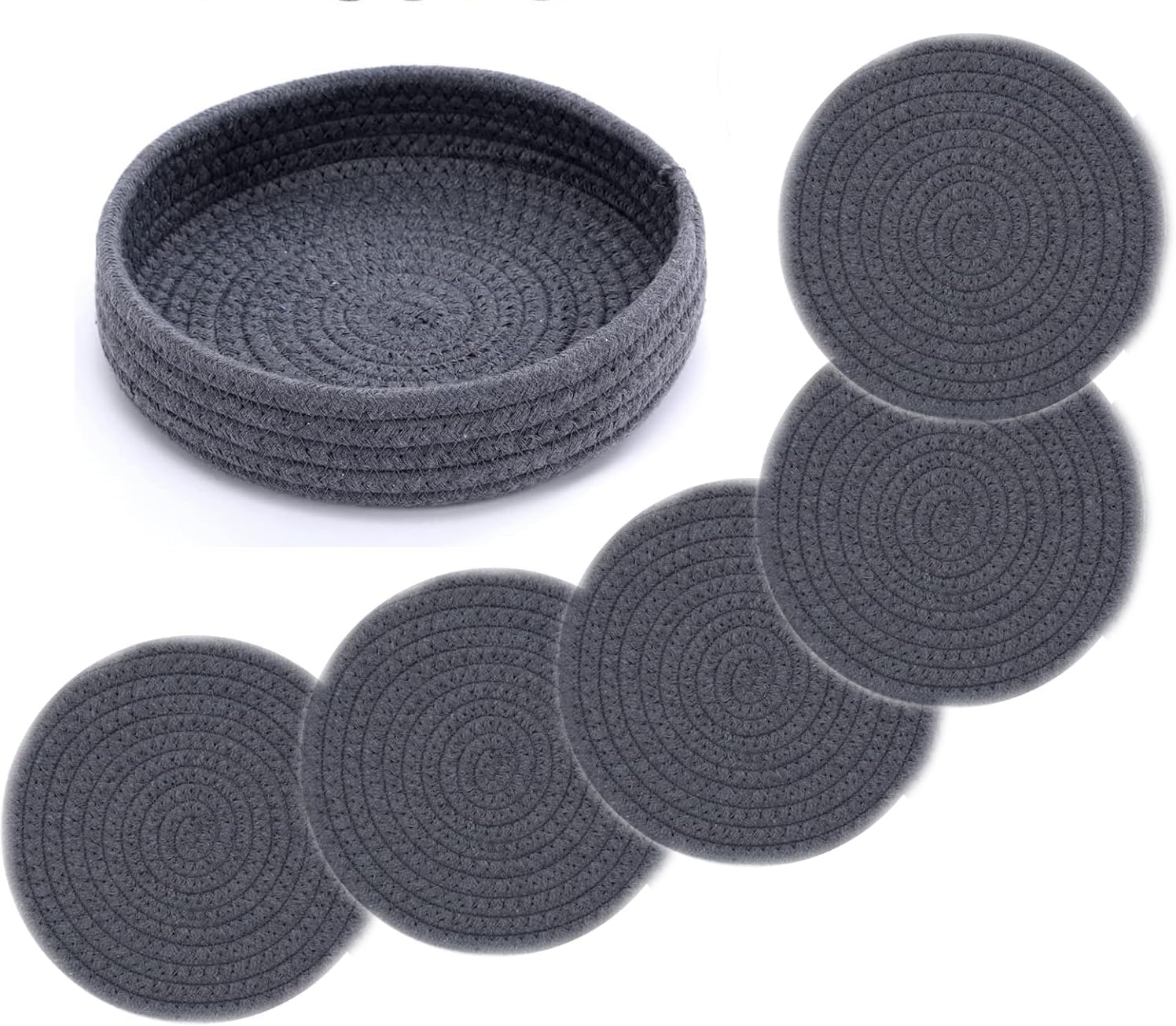 Hot Pads，Trivets for Hot Dishes,，Hot Pads for Kitchen Table,Heat Resistant Mats for Countertopn，Hot Pads for Countertops，Suitable for Hot Pots and Pans, Cotton Pads Kitchen Table Insulator (Dark Gray) image number 4