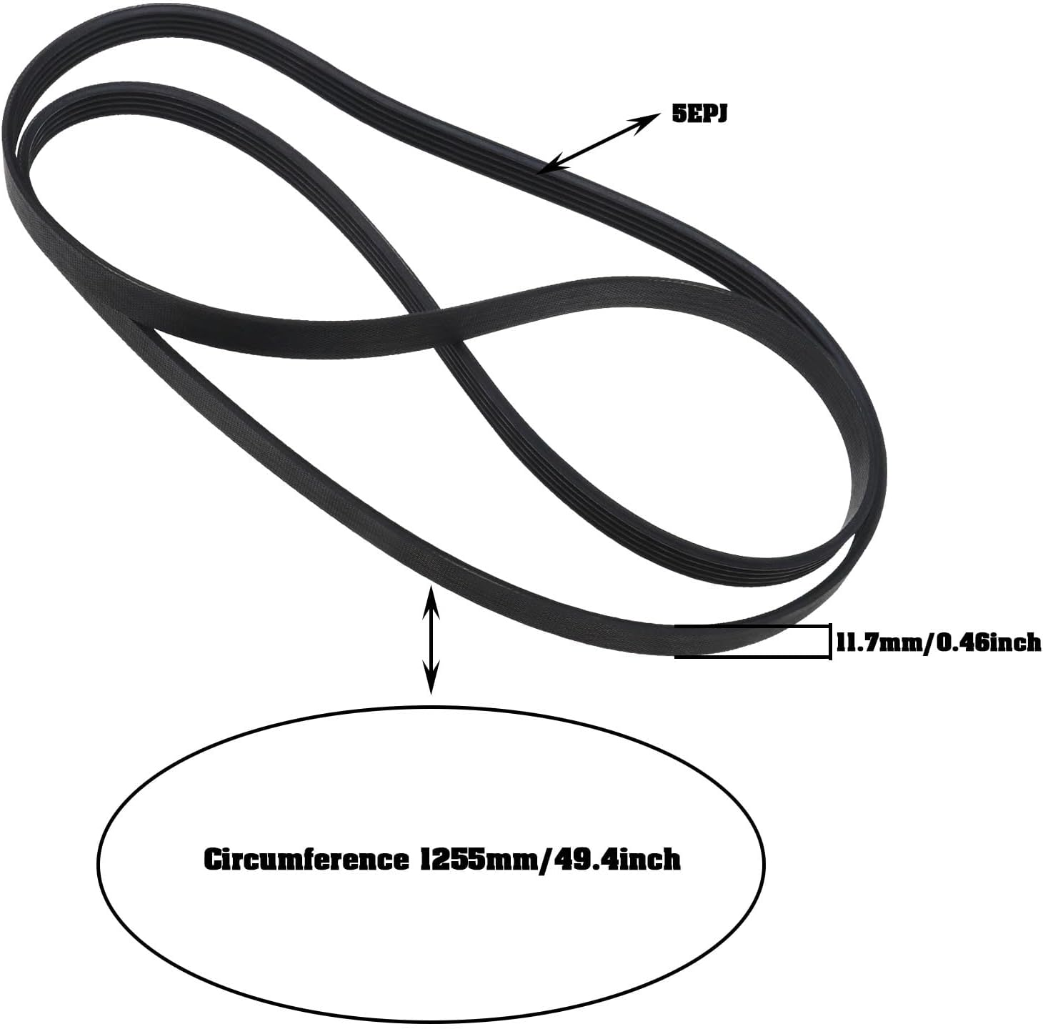 Ecsing 5EPJ1255 Washing Machine V-Belt Compatible with Bosch Siemens Maxx Series 2 Series 4 Series 6 Avantixx Classixx Varioperfect IQ300 00439490 00678915 image number 3
