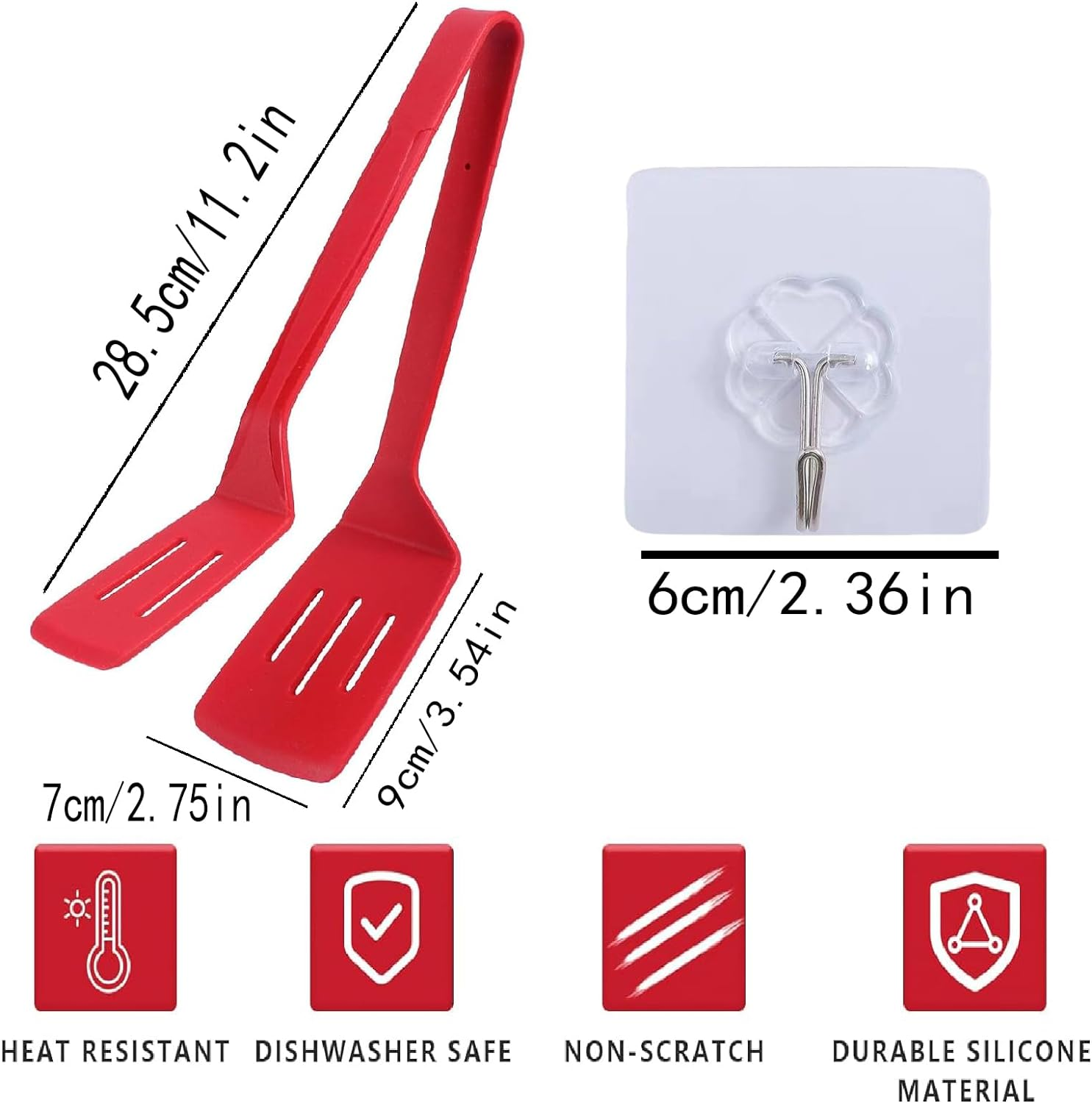 Silicone Kitchen Cooking Tongs, Premium Stainless Steel Silicone Barbecue Clamp, Multipurpose BBQ Clamp Spatula for Gripper Bread Clip, Fried Steak, Flipping Fish, Toast Salad Tongs - 11 Inch image number 6