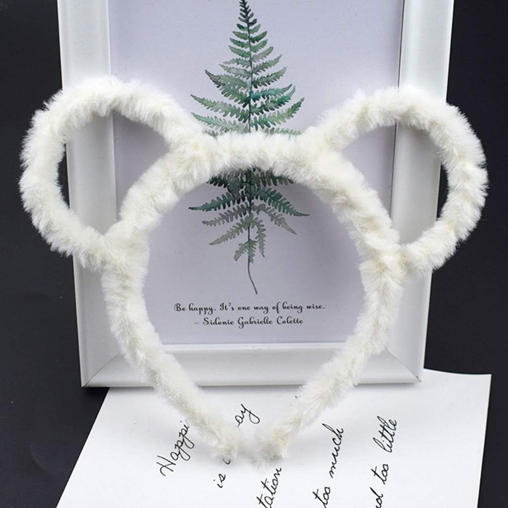 Oilmal Hair Hoop, Women Winter Thick Plush Headband round Mouse Bear Ears Makeup Hair Hoop Bandana Pink