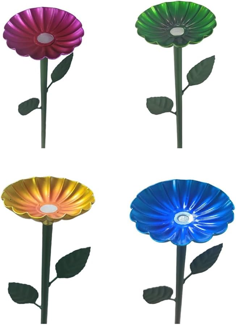 4 Pack Bee Cups for Garden Metal Bee Water Feeder with Vivid Flower Design, Bee Watering Station, Colorful Butterfly Bath Bowl Bee Cups for Outdoor Garden Yard Decor (Green,Red,Yellow,Blue) image number 4