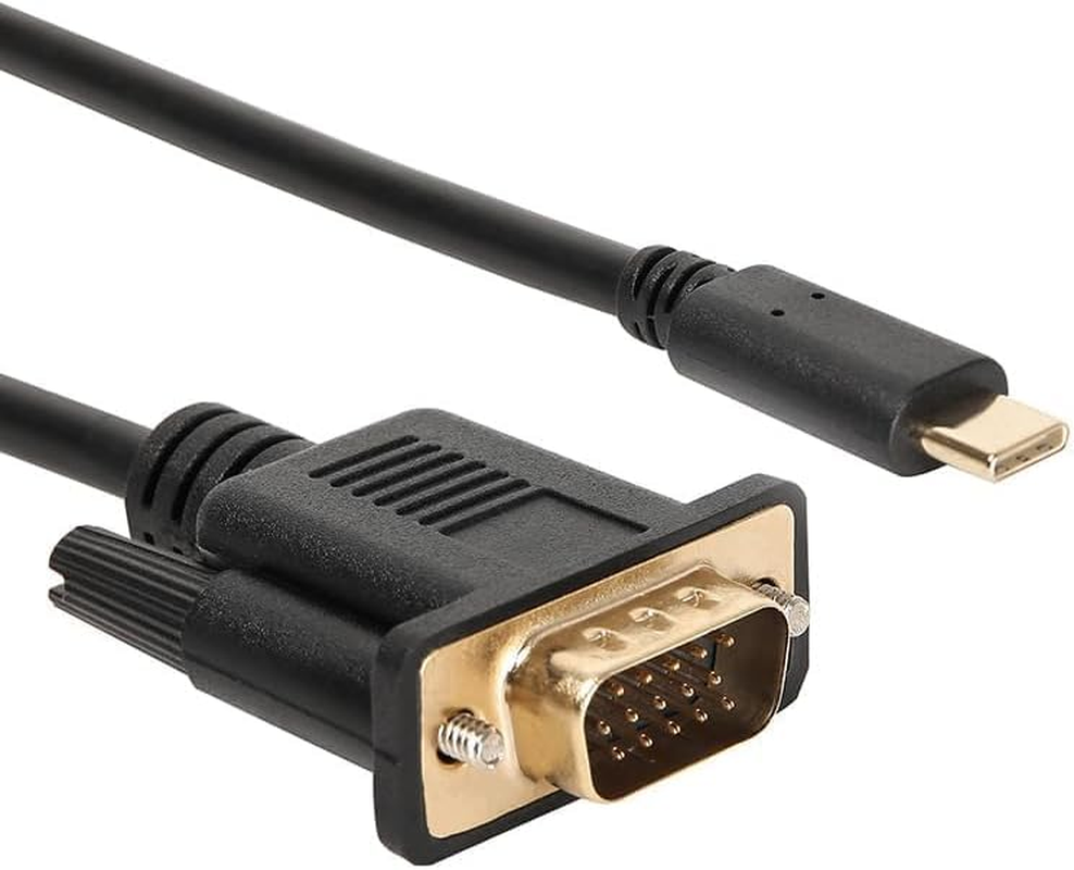 USB C to VGA Cable, USB Type C Plug to VGA Plug Cable Adapter PC Computer Monitor Gold Plated 1.8M
