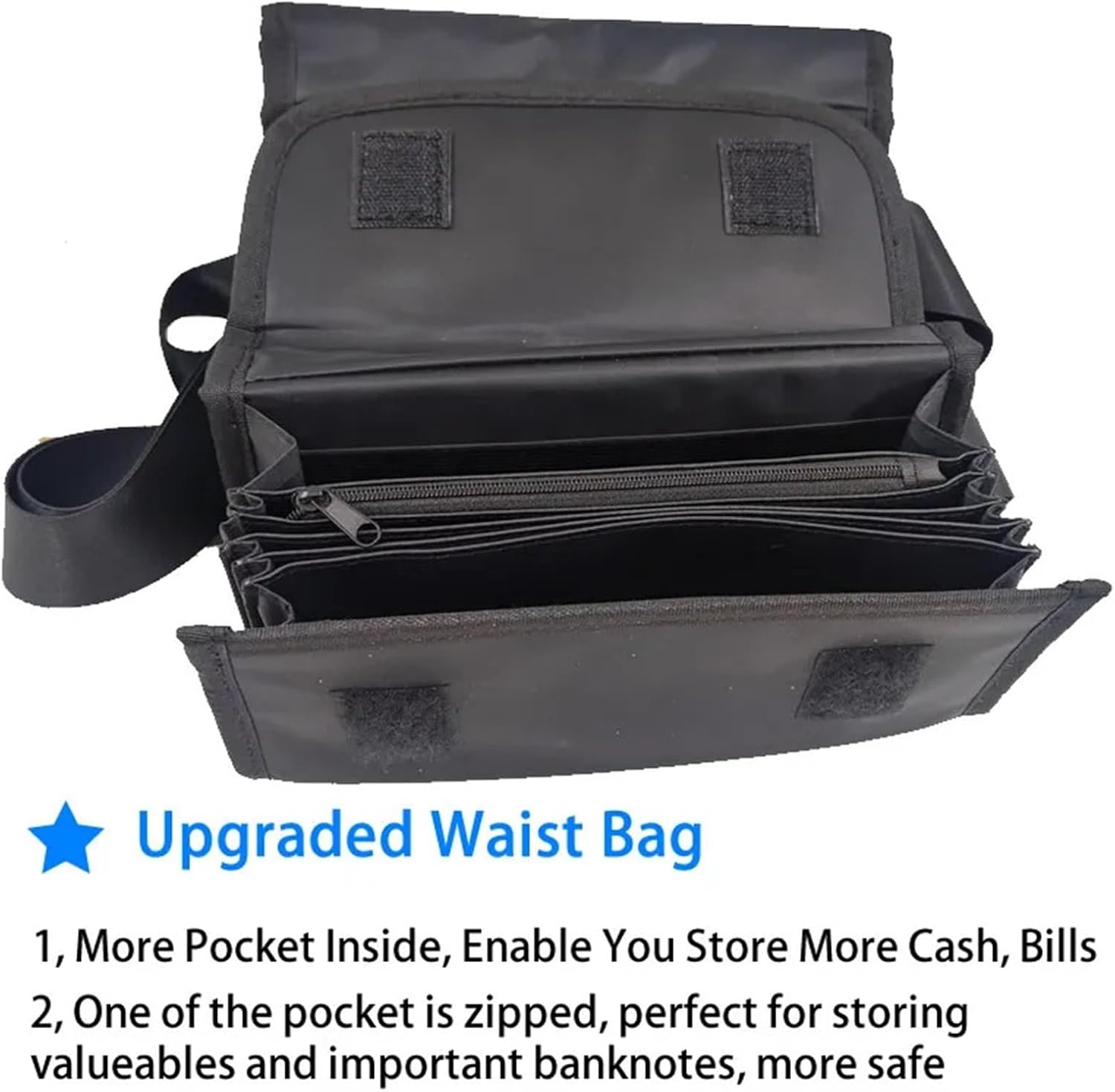 Safe Multi-Function Waiter'S Purse Portable Multi Pocket Driver Waist Wallet Fanny Pack Cash Receipt Organizer Safe Box(Waist Bag Only) - Bag Coin Collector image number 4
