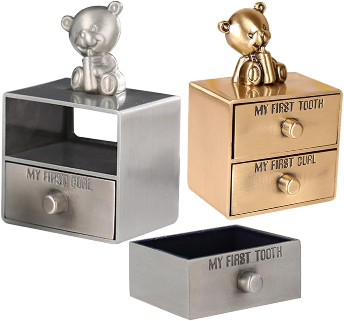 UPKOCH 2Pcs Adorable Tooth Holder Keepsake Box Decorative Trinket Storage for Teeth and Curls Design for Newborns and Showers image number 3