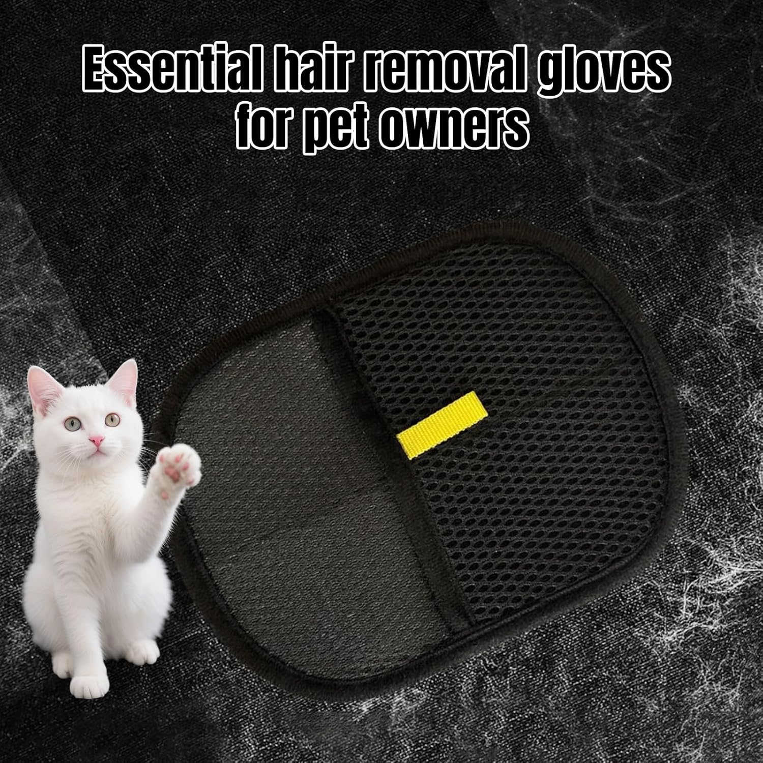 Pack of 2 Pet Hair Remover Cat Gloves, Double-Sided Fur Gloves, Cat Pet Grooming Gloves, Cat Pet Hair Remover for Washing Deshedding, Cleaning Carpets Sofas image number 3