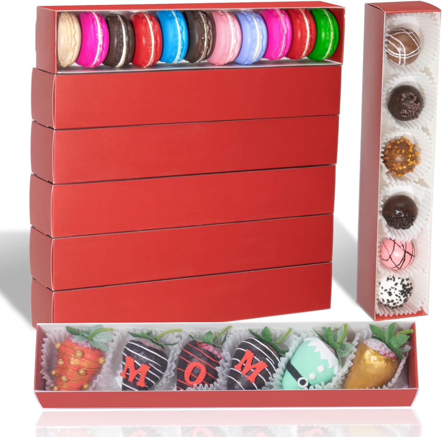 Slshepack 20Pack 12X2&frac14;X2 Inch Bakery Boxes for Chocolate Covered Strawberry,Macaron,Truffle, Cocoa Bombs, Cookie,Soap Boxes