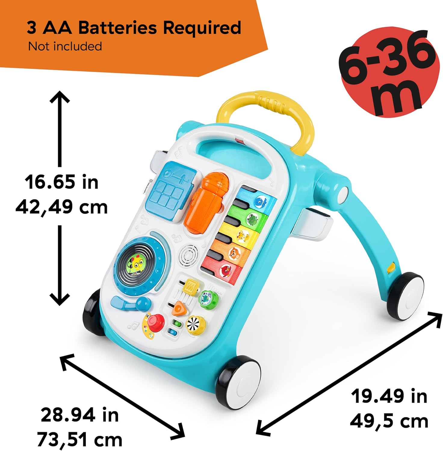 Kids II Baby Einstein Musical Mix &lsquo;N Roll 4-In-1 Push Walker with Activity Center for 6 Months+ Baby, Blue image number 6