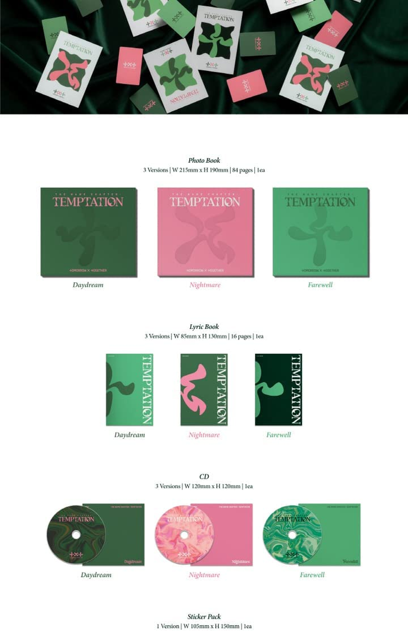 TXT the Name Chapter : TEMPTATION 5Th Mini Album Nightmare Version Cd+1P Folding Poster on Pack+84P Photobook+16P Lyric Book+1Ea Sticker Pack+1Ea Bookmark+1P Postcard+1P Photocard+Tracking Sealed image number 5