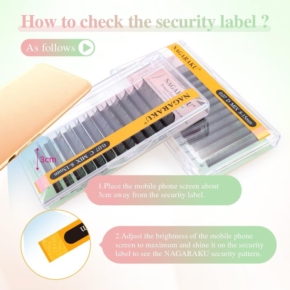 NAGARAKU Bouquet Eyelashes Extensions Air Series Premade Volume Spike Lashes 0.07Mm C Curl 8Mm-15Mm Mix Length Roots with Light Glue Fan/Wet Set/Anime/Manga Styles Lashes image number 6