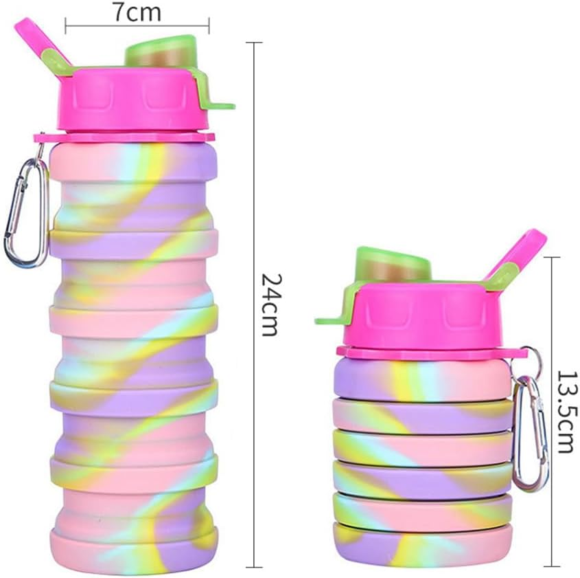 Portable Sports Water Bottle, Foldable Sports Water Cup, Camouflage, Colorful Soft Water Bottle (Unicorn) image number 3