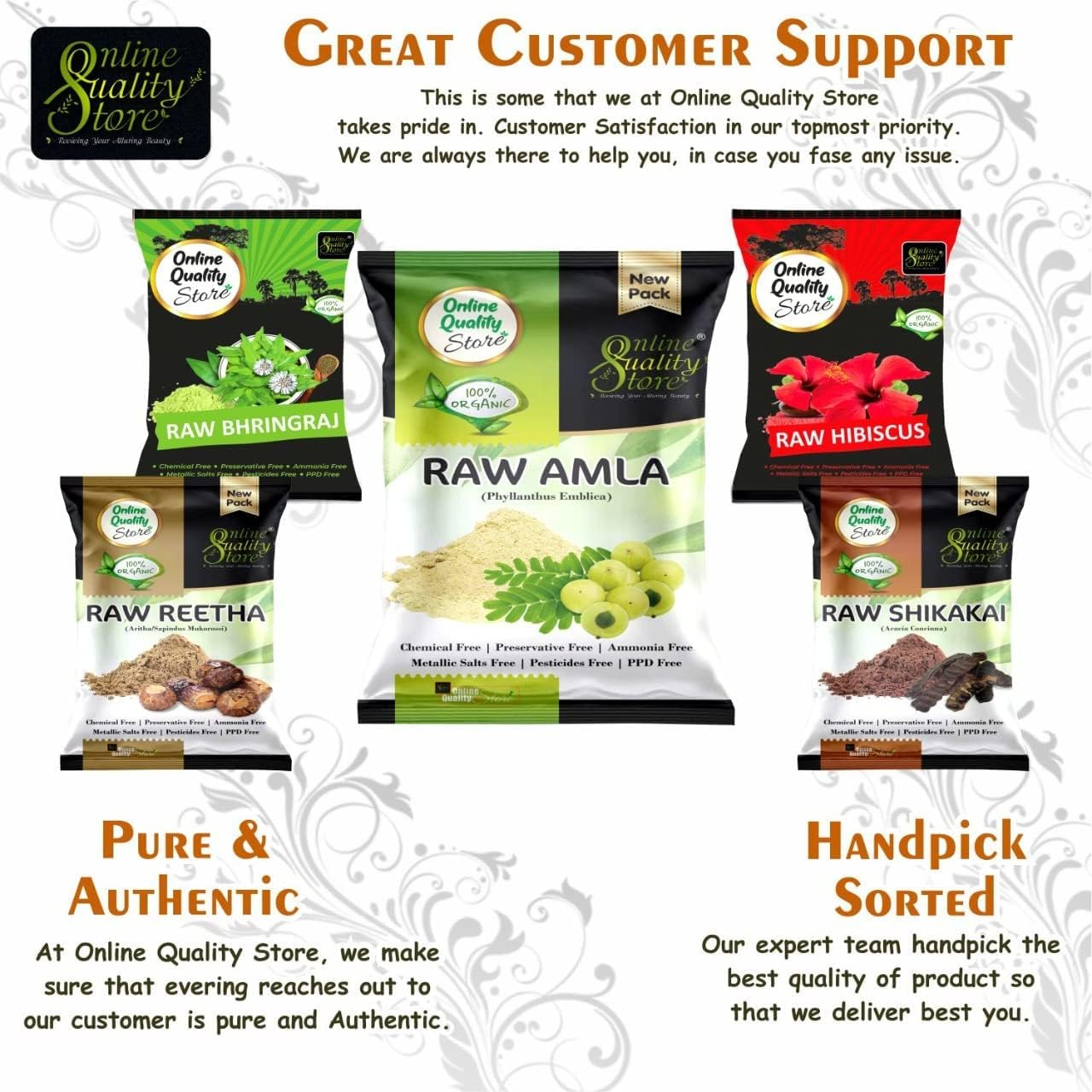 Online Quality Store Herbal Hair Shampoo and Hair Mask (Raw Form -Amla, Reetha, Shikakai, Bhringraj and Hibiscus) Combo Pack for Healthy Hair (Pack of 5)_1000G Hair Care Products image number 4