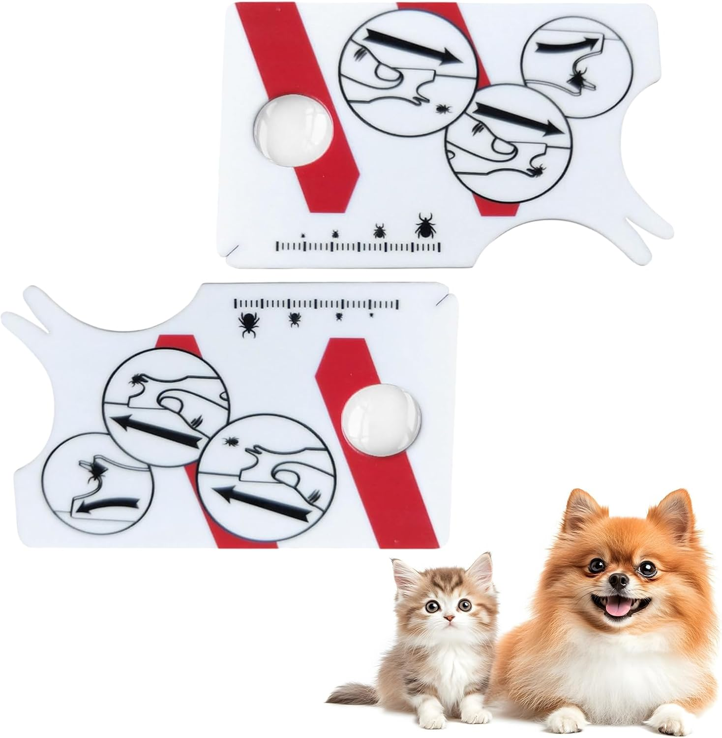 Tick Card with Magnifying Glass, Pack of 2 Tick Cards for Dogs, Cats, Tick Cards with Magnifying Glass, Compact and Portable, Easy to Use, Quick Cleaning of Ticks, Tick Cards for People, Children image number 1