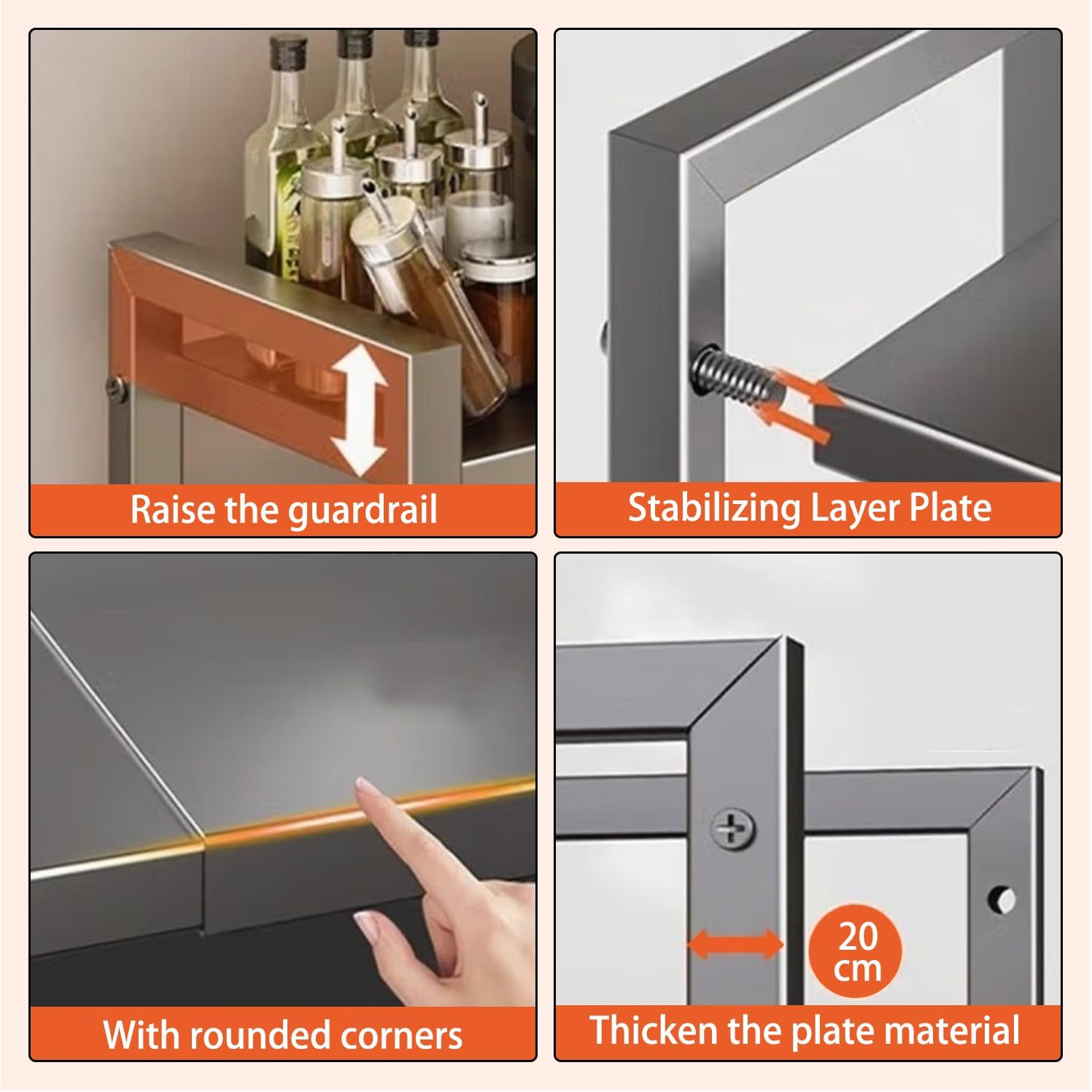 ZAOZAOLLND Microwave Oven Rack,2-Tier Expandable Microwave Stand Countertop Kitchen Utensils Tableware Storage (White, 3 Tier) image number 6