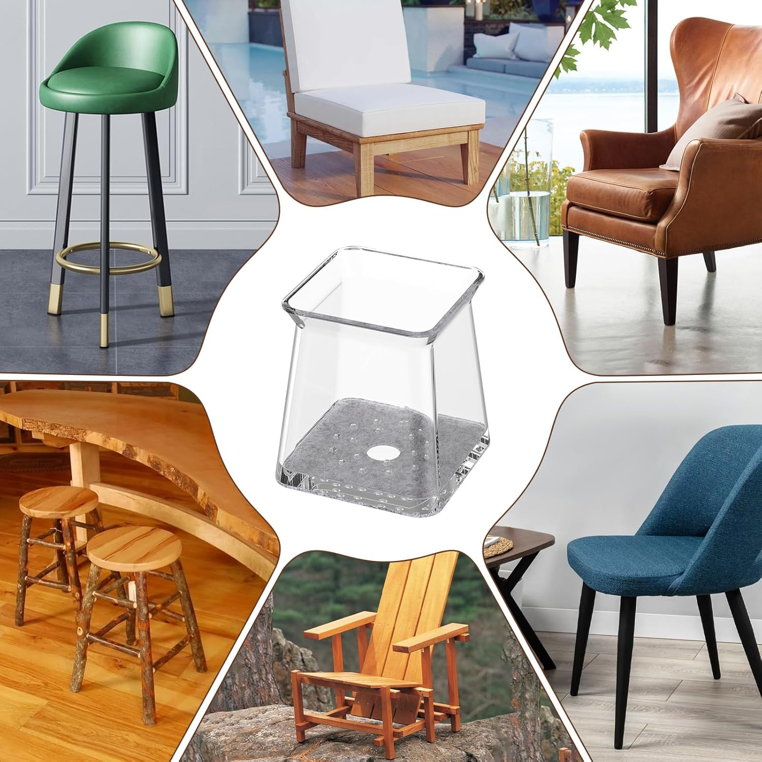 32 Pcs Chair Leg Floor Protectors, Square Silicone Felt Furniture Pads, Wear Resistant Furniture Leg Pads Caps Covers, Chair Leg Protectors Protect Wooden Floors from Scratching (Clear, M) image number 4