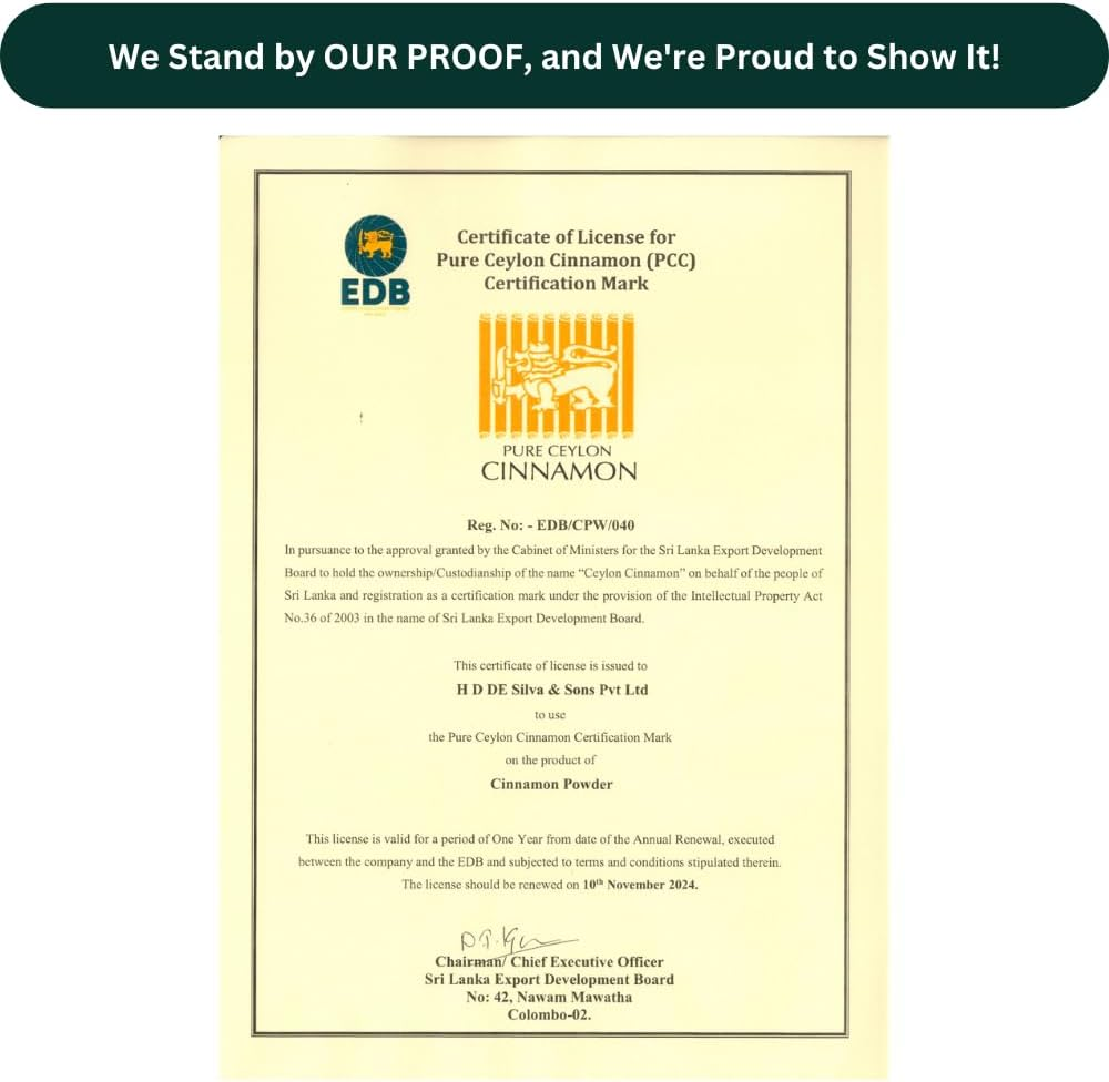 Ceylon Cinnamon Organic Powder | Product of Sri Lanka | 50G | USDA Certified - Halal Certified- Kosher Certified image number 5