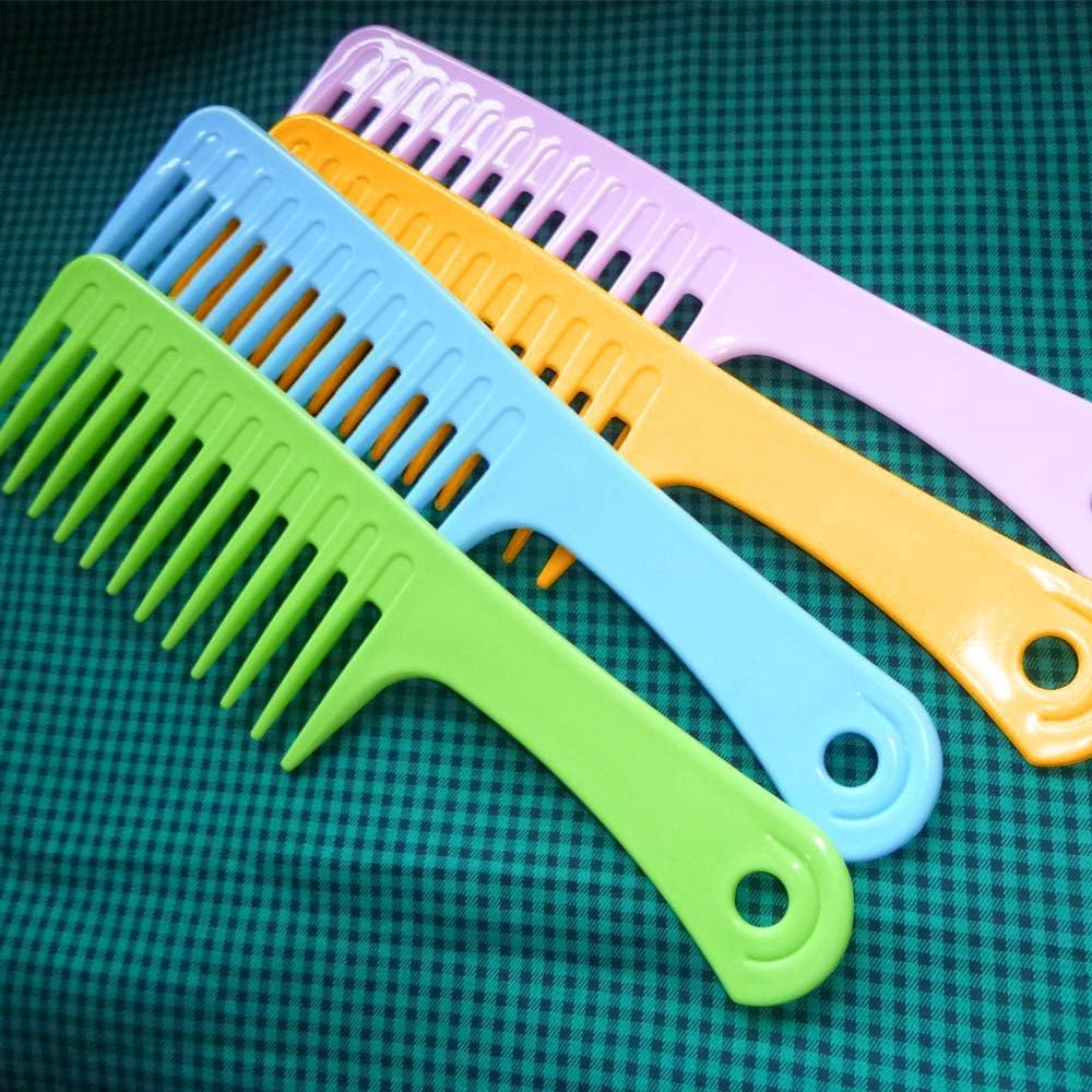 4 Pcs Wide Tooth Detangling Brush Set - Curl Comb, Styling Comb for Long, Wet or Curly Hair to Improve Blood Circulation (Multiple Colors, One Size) image number 4