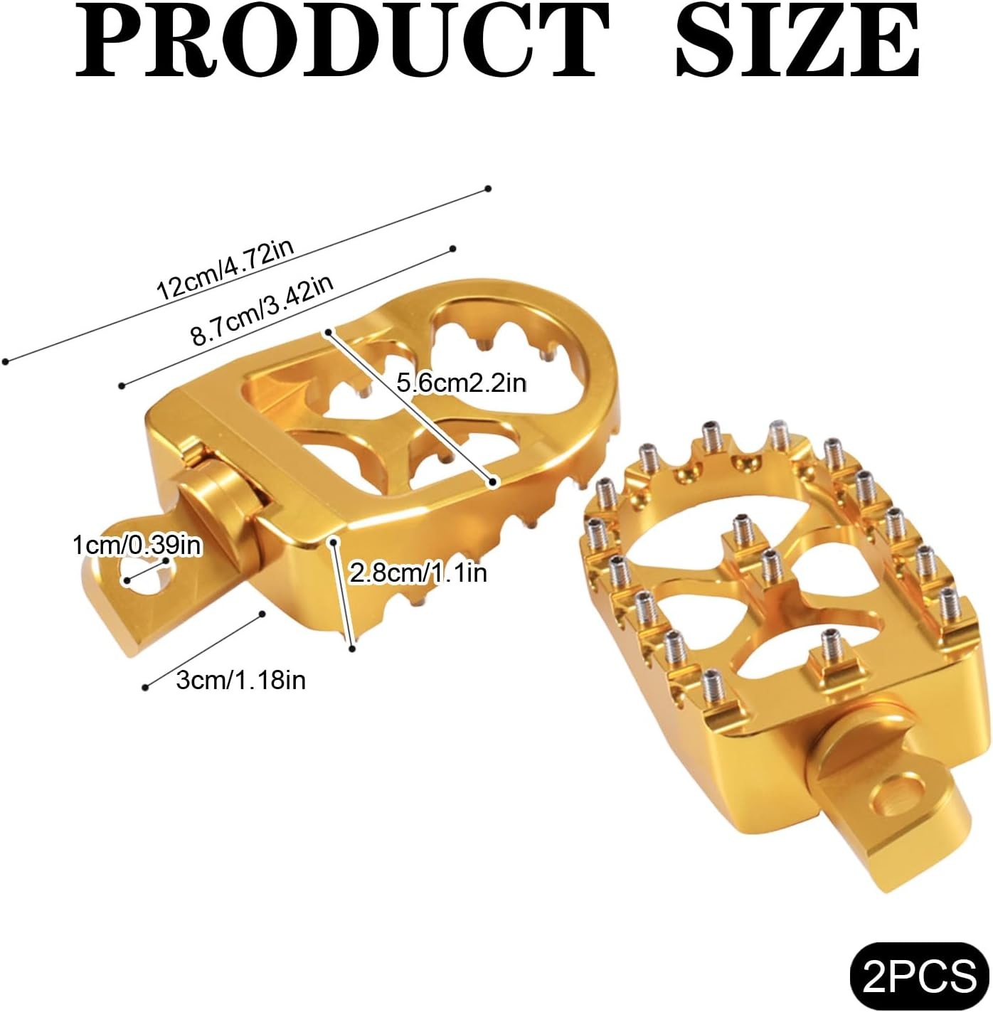 2Pcs for Harley-Davidson 883 Dyna Sportster Fatboy Pedals, Wide 360&deg; Rotating Anti-Slip Pedals, High-Performance Bike Pegs Parts, Off-Road Modified Bikes, Cnc Aluminum Alloy (Gold)