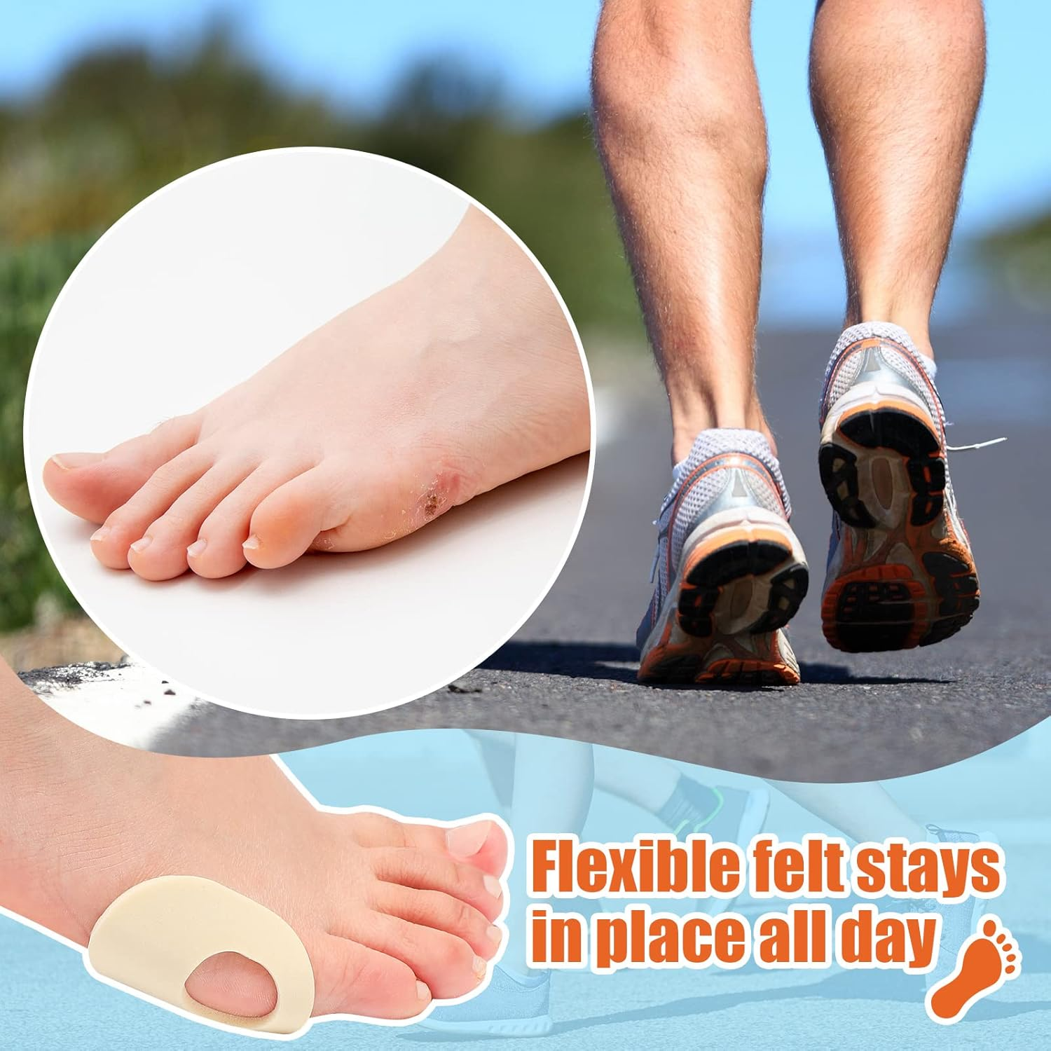 Nuanchu 72 Count Soft Foam Callus Cushions Oval Corn Cushion Self Stick Adhesive Foot Care Pads Waterproof Corn Protectors for Feet Women Men, Beige - Beige image number 6